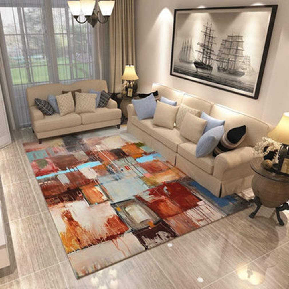 Soft Abstract Art Area Rug - Non-Slip Fleece Carpet for Living Room, Bedroom & Nursery | 2.6'x6.5' Modern Indoor/Outdoor Runner - Perfect for Kids Crawling, Home Decor & Floor Protection