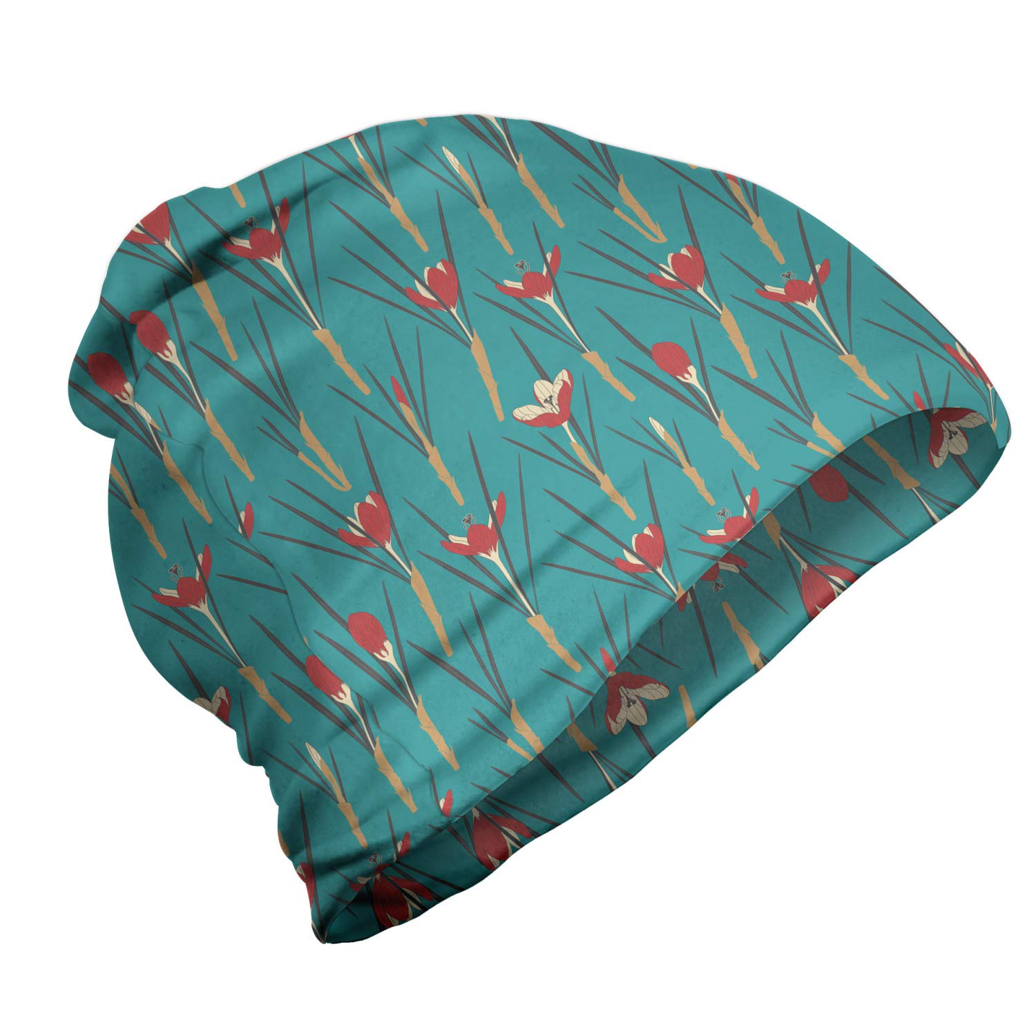 Ambesonne Unisex Beanie - Simplistic Crocuses Design for Men & Women | Warm Winter Knit Hat for Hiking, Outdoor Activities & Casual Wear