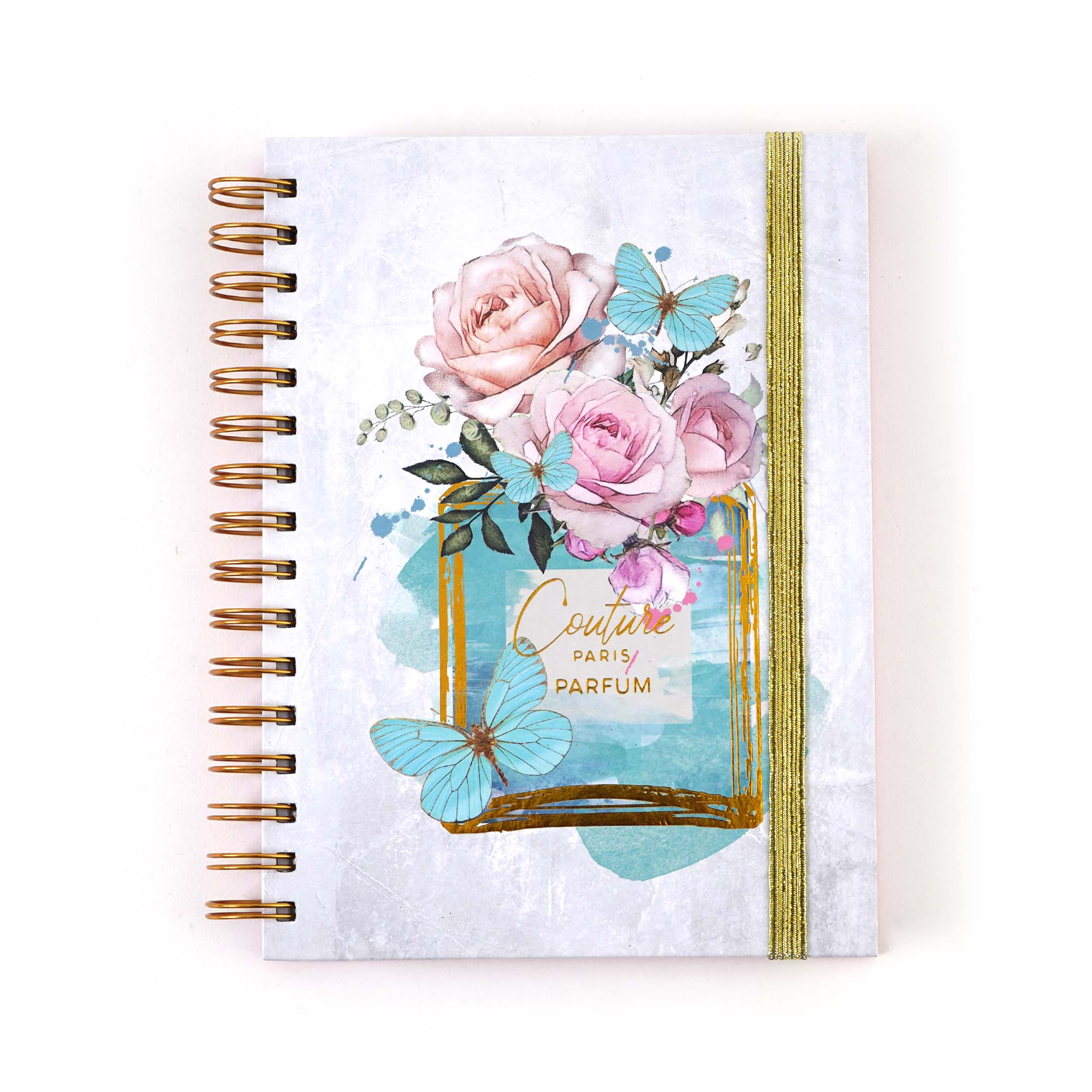 160-Sheet Jumbo Spiral Perfume Floral Hot Stamp Notebook Journal, 8.5