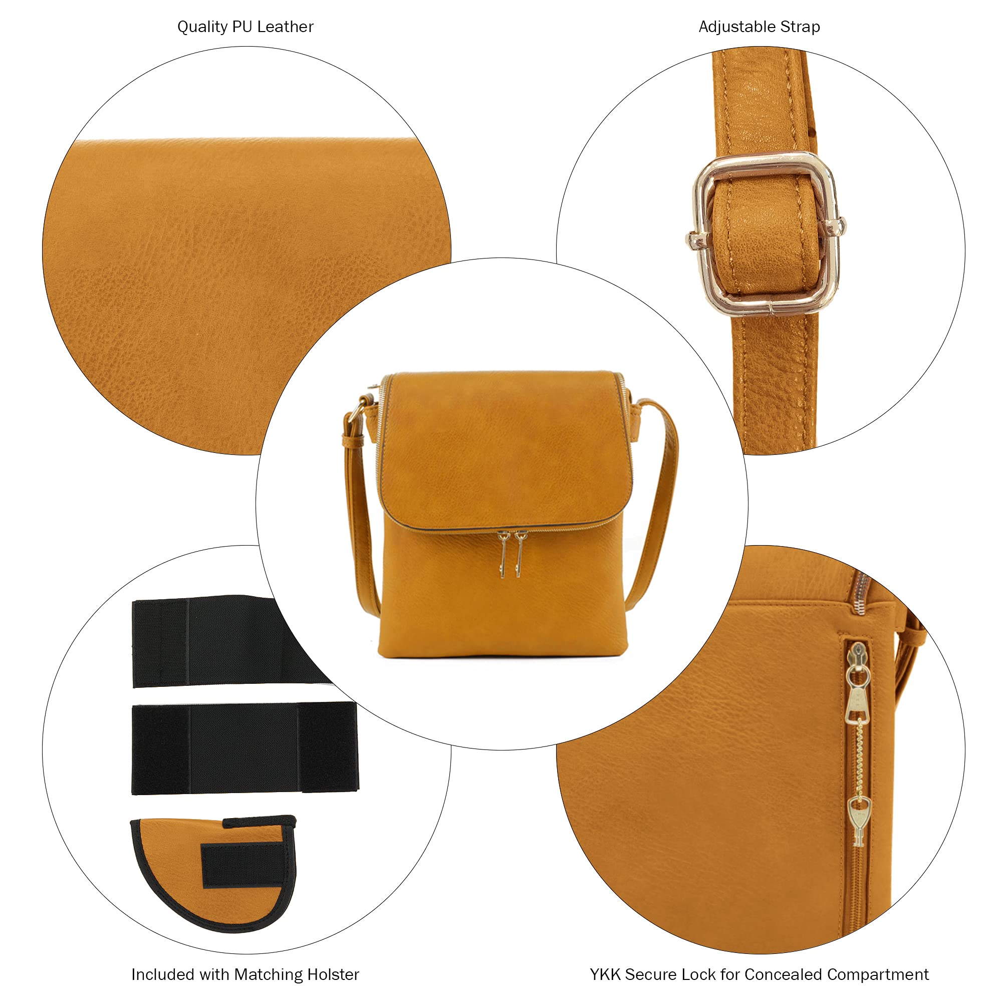 JESSIE & JAMES Cheyanne Concealed Carry Crossbody Purse with Lock & Key - Secure Anti-Theft Bag for Women's Everyday Use, Travel & Shopping