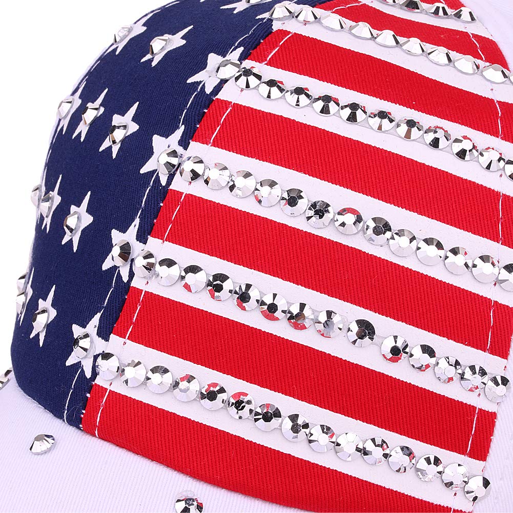 Sparkly American Flag Baseball Cap for Men & Women - USA Bling Hip Hop Hat - Perfect for 4th of July, Concerts & Streetwear Fashion
