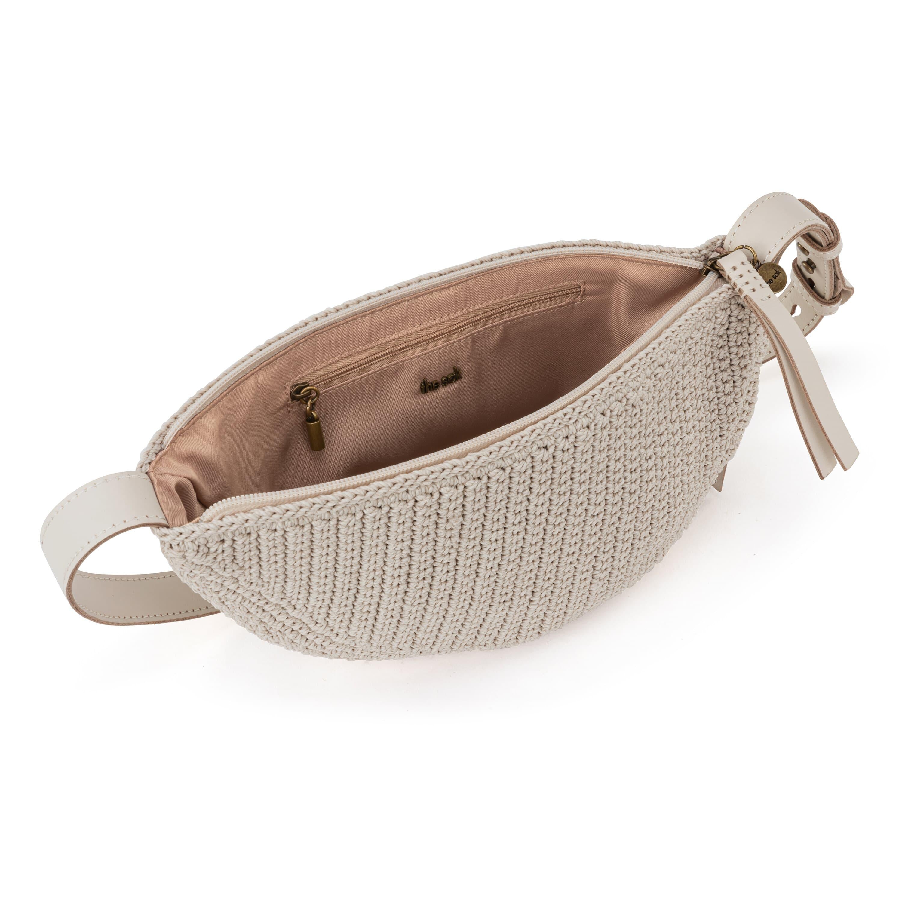 Handmade Crochet Tess Sling Bag in Ecru - Boho Chic Shoulder Purse for Women, Perfect for Beach, Travel & Everyday Use