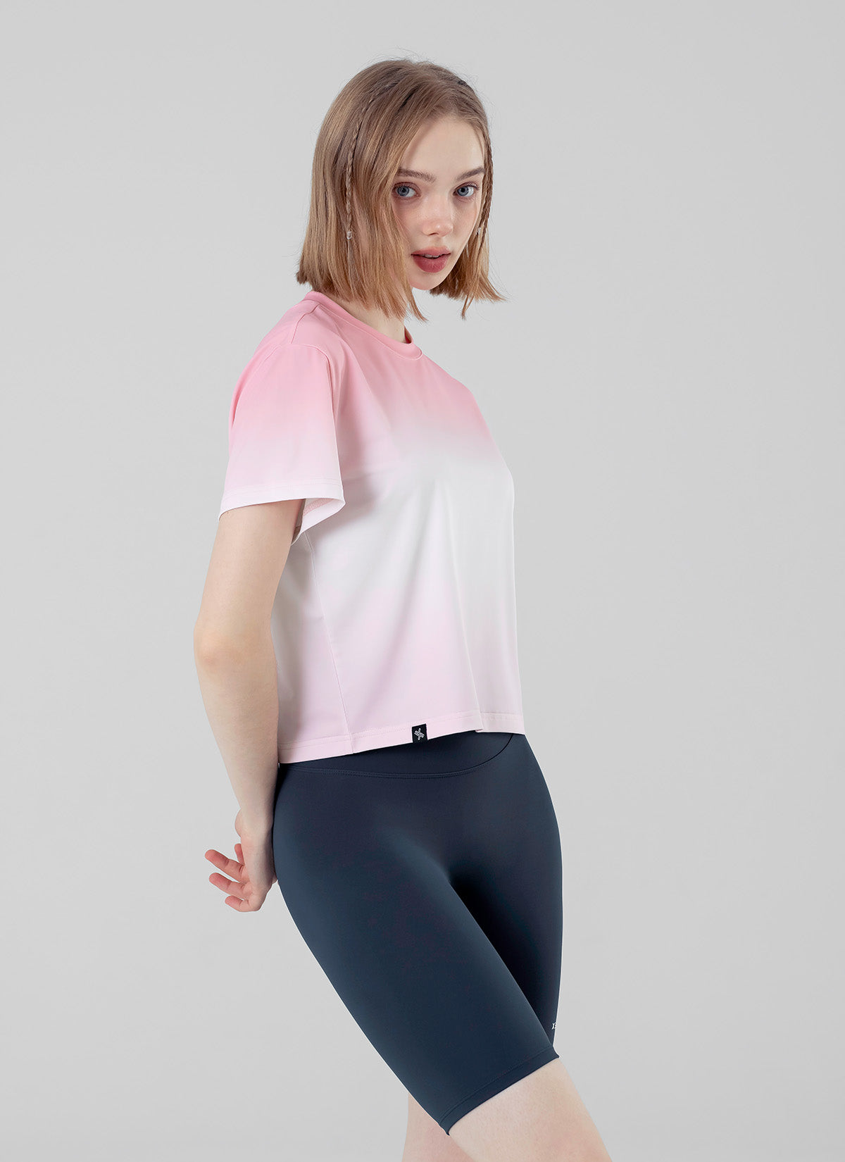 Stylish Ice Feather Ombre Crop Short Sleeve Top - Trendy Summer Fashion for Women | Perfect for Beach Outings, Music Festivals & Casual Wear