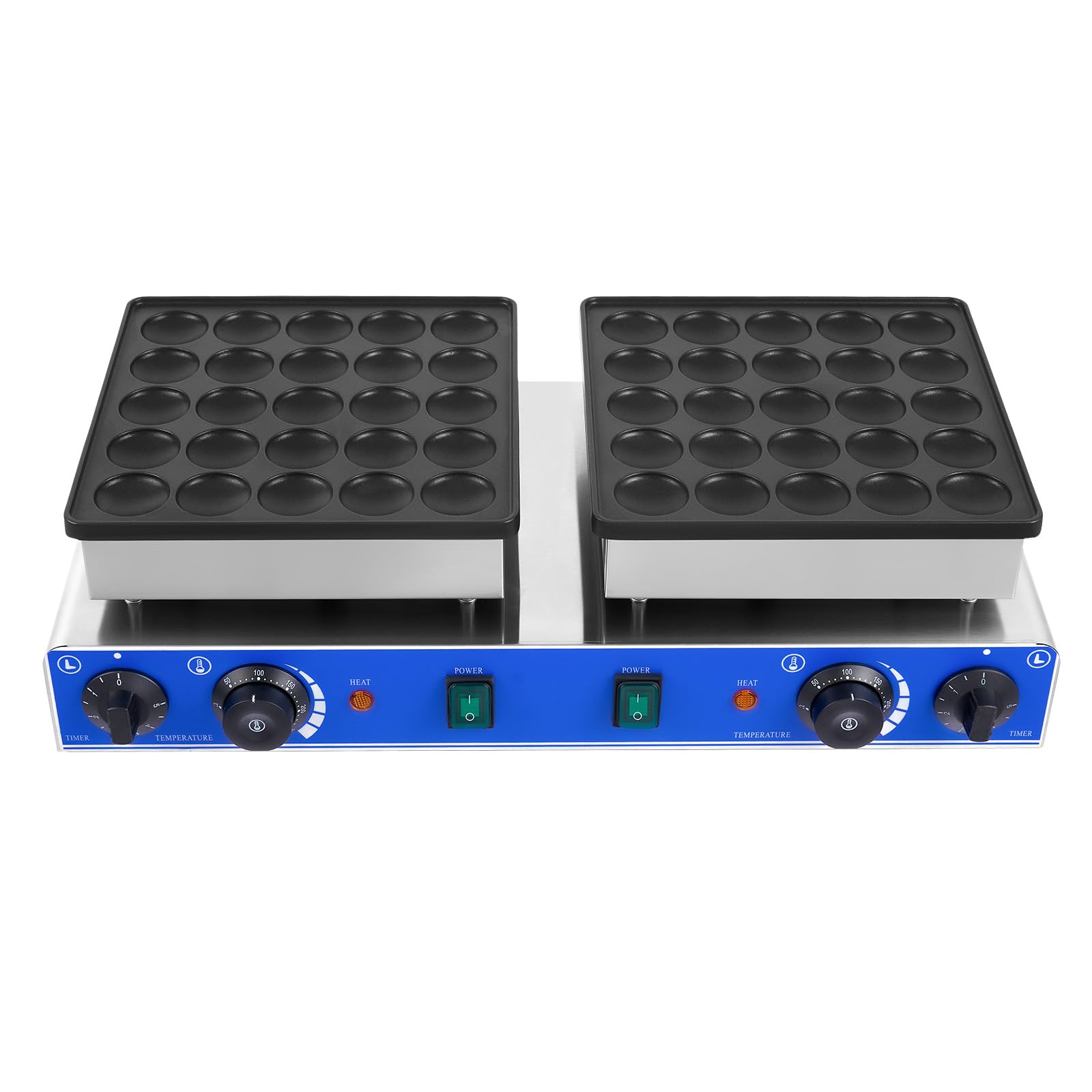 Mini Dutch Pancake Maker 50pcs - 1700W 110V Commercial Electric Muffin Waffle Maker with Timer & Temperature Control (122-572°F) - Non-Stick Pancake Machine for Home, Kitchen, Restaurant - Perfect for Breakfast, Brunch, Cafes and Catering Events