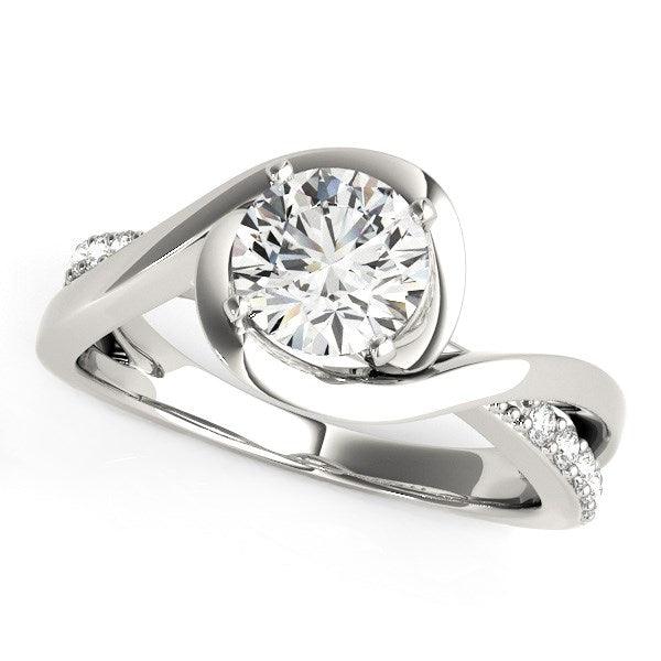 14K White Gold Split Band Round Bypass Diamond Engagement Ring (1 1/8 CTTW) - Elegant Wedding Proposal Ring for Her, Perfect for Anniversaries & Special Occasions