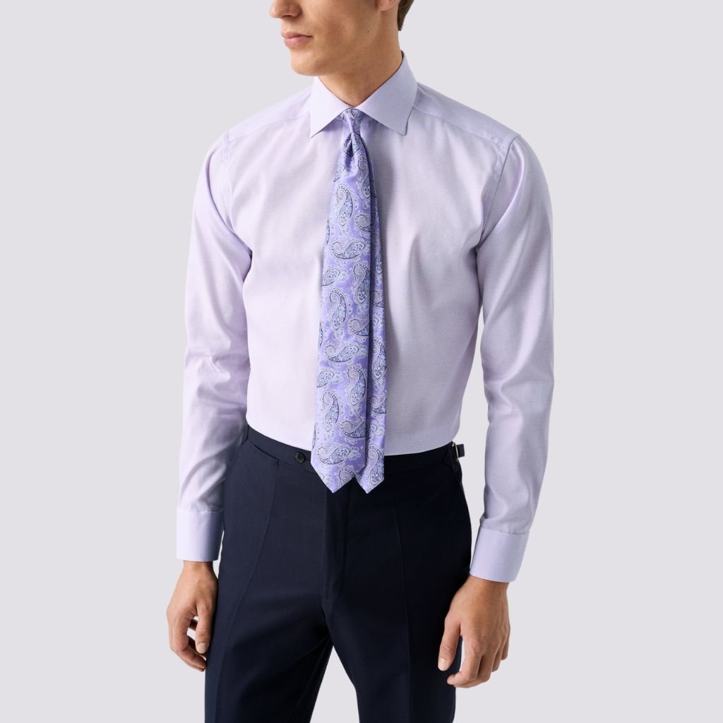 ETON Men's Cotton Oxford Contemporary Fit Single Cuff Dress Shirt - Light Purple | Business Casual & Formal Wear for Office, Weddings & Special Occasions