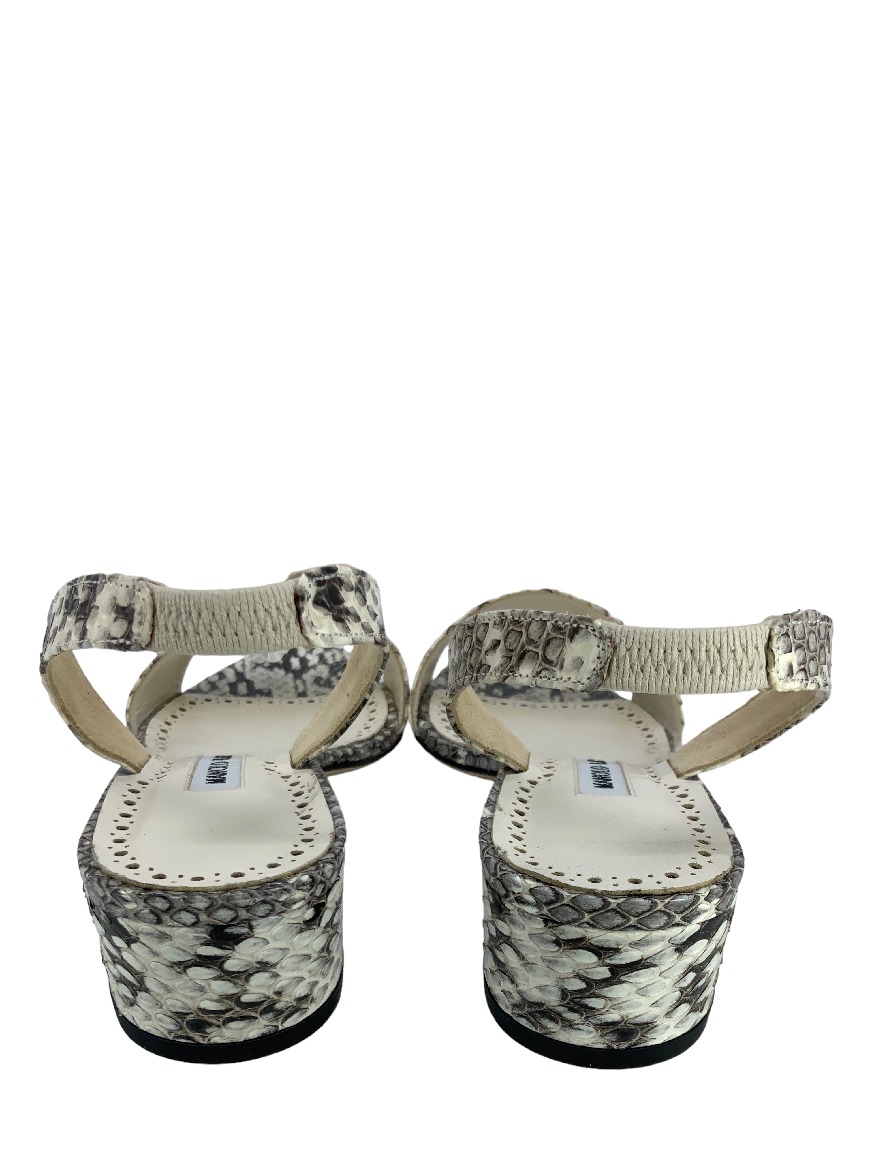 MANOLO BLAHNIK Patopia Snakeskin Slingback Heels Women's Size 7.5 - Luxury Designer Shoes for Evening Parties & Special Occasions