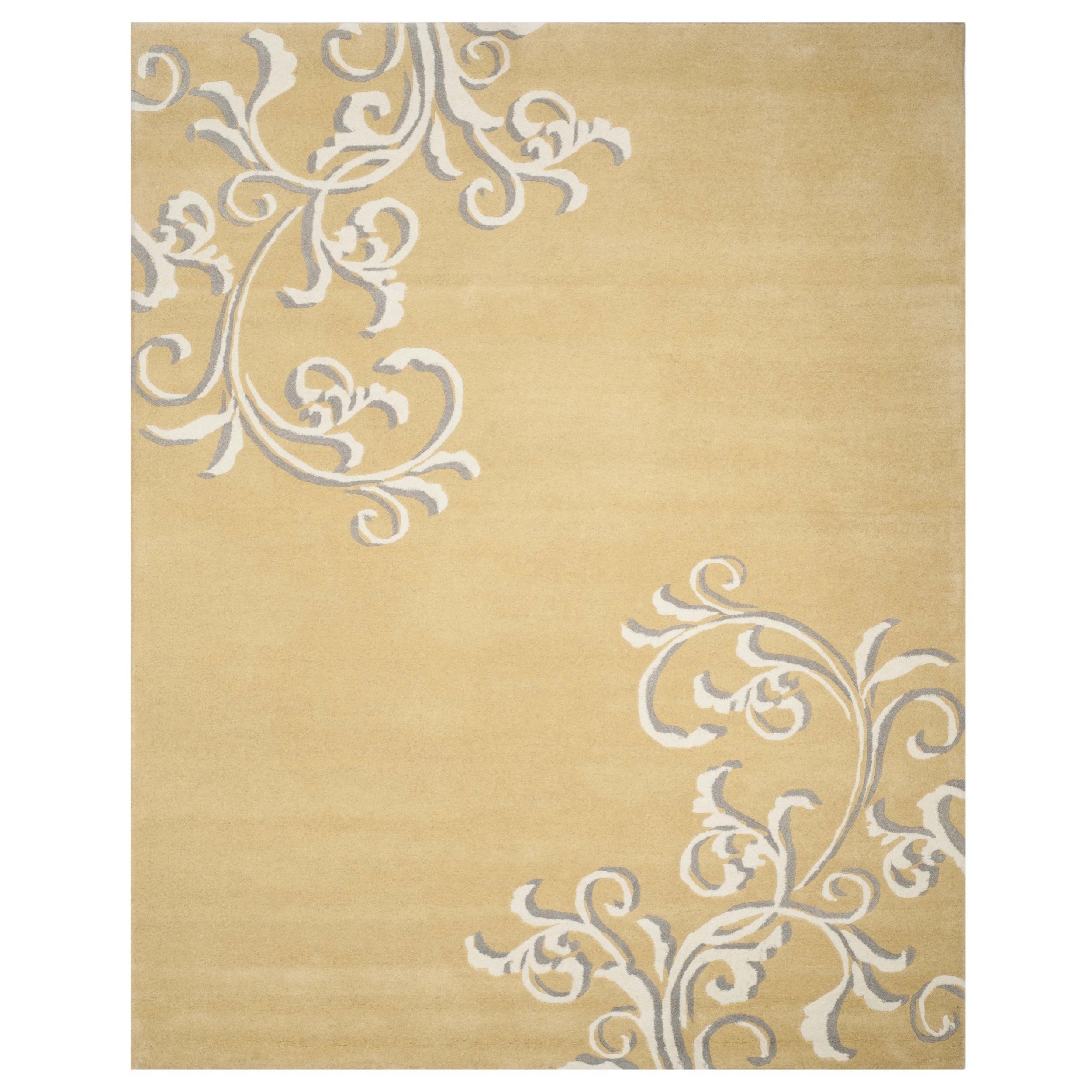 MARTHA STEWART x SAFAVIEH 8' x 10' Soft Yellow MSR4623A Handmade Avalon Vine Wool Area Rug - Perfect for Living Room, Bedroom & Home Decor