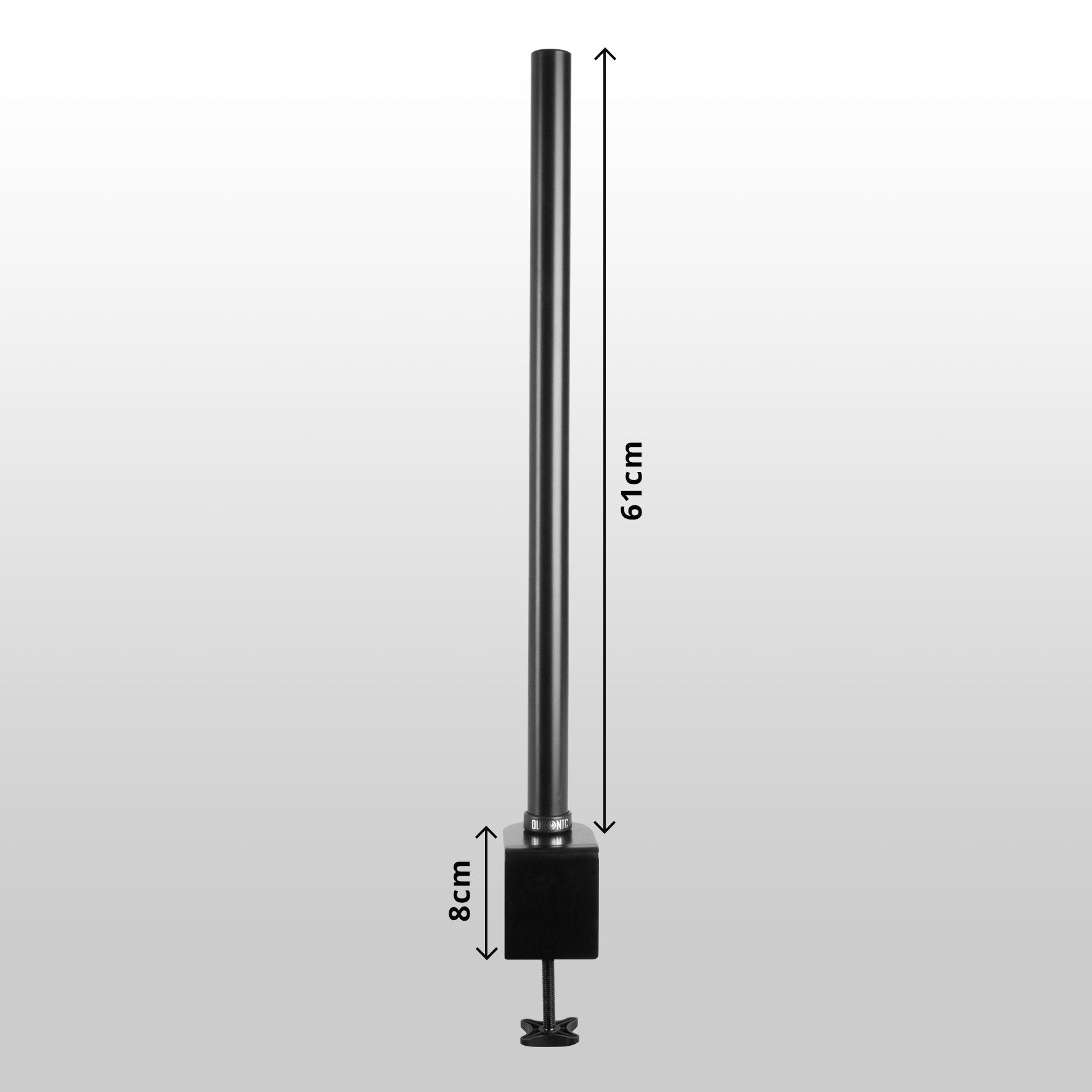 Duronic DM15 DM25 DM35 60cm Black Monitor Pole | Steel Desk Mount Arm Extension | 600mm Length 32mm Diameter with Clamp | Perfect for Multi-Monitor Setup & Ergonomic Workstations