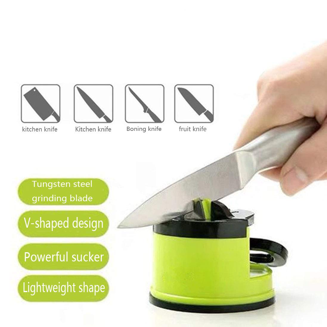 2 Pack Knife Sharpener with Suction Cup - Fast & Easy Knife Sharpening Tool for Kitchen, Chef & Home Use - Quickly Restores Dull Blades (Red + Green) - Perfect for Kitchen Prep, Camping & Outdoor Cooking