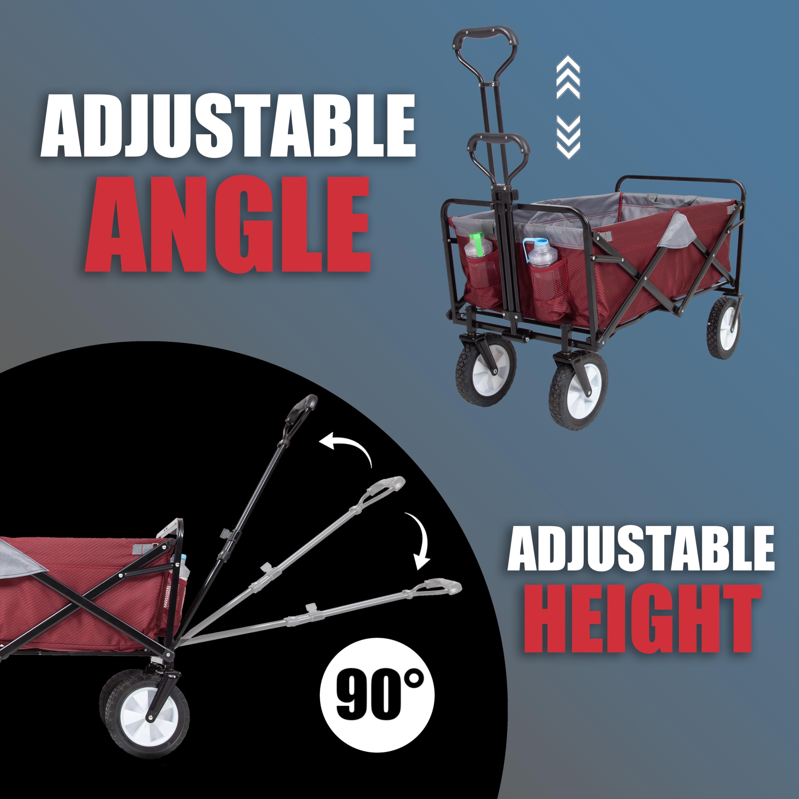 MacSports Heavy Duty Collapsible Wagon with Wheels - Foldable Utility Cart for Beach, Camping, Picnics & Outdoor Activities | Portable Beach Wagon Cart with Durable Frame
