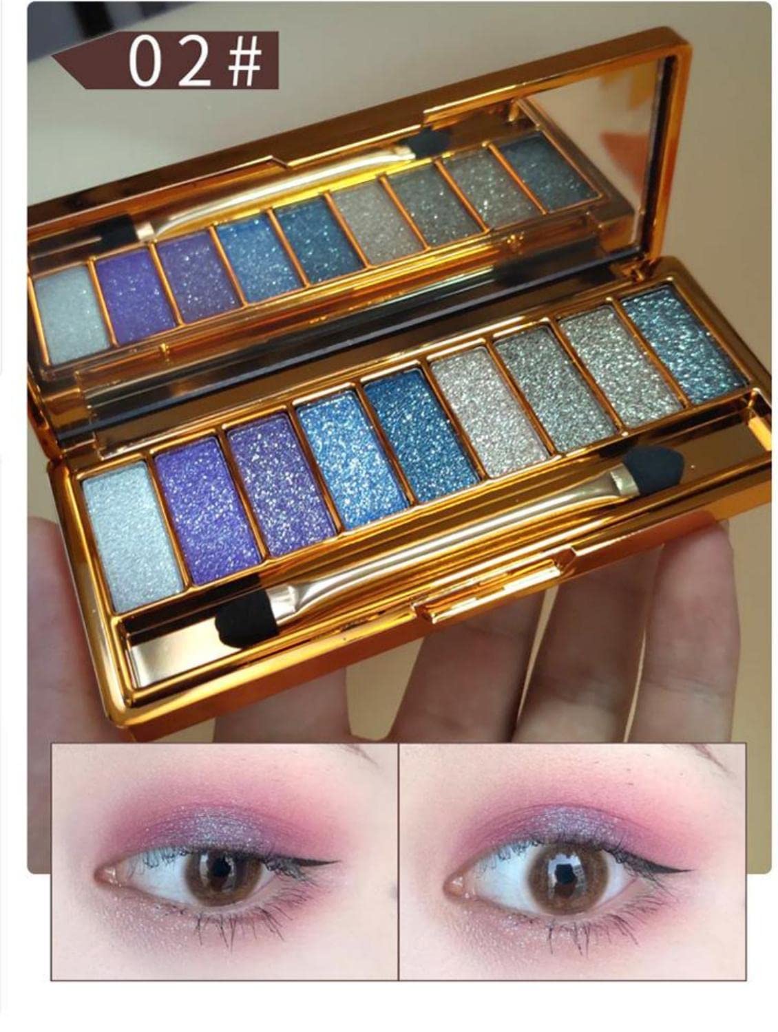 Glitter Eyeshadow Palette - 9 Shimmer Colors for Long Lasting Makeup | Party & Night Out