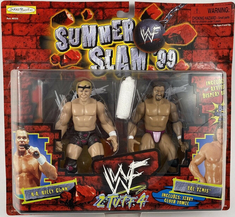 1999 WWF Jakks Pacific 2 Tuff 4 B.A. Billy Gunn & Val Venis Wrestling Action Figures - Collectible Vintage WWF Toys for Wrestling Fans & Nostalgic Collectors - Perfect for Display, Play & Memorabilia Collections