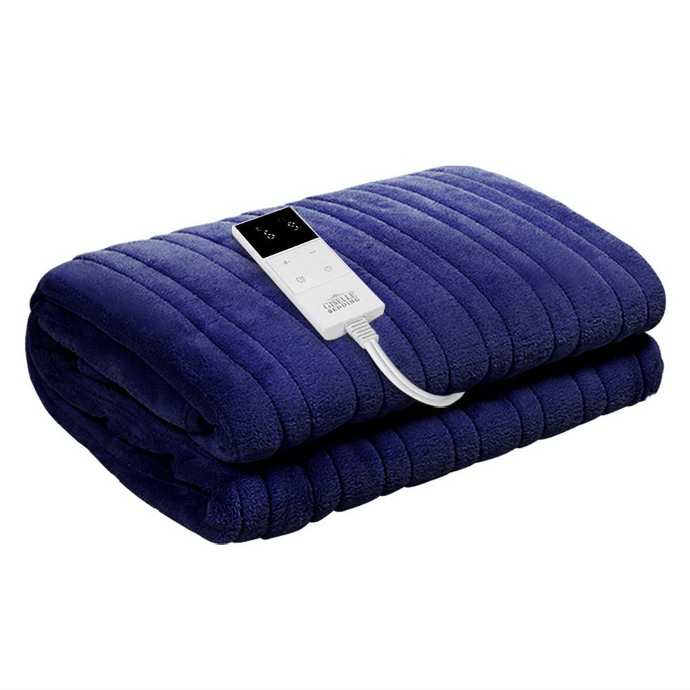 CozyHeats Electric Heated Throw Blanket - Ultra Soft Navy Blue Flannel for Winter Warmth | Perfect for Couches, Beds & Home Office Use
