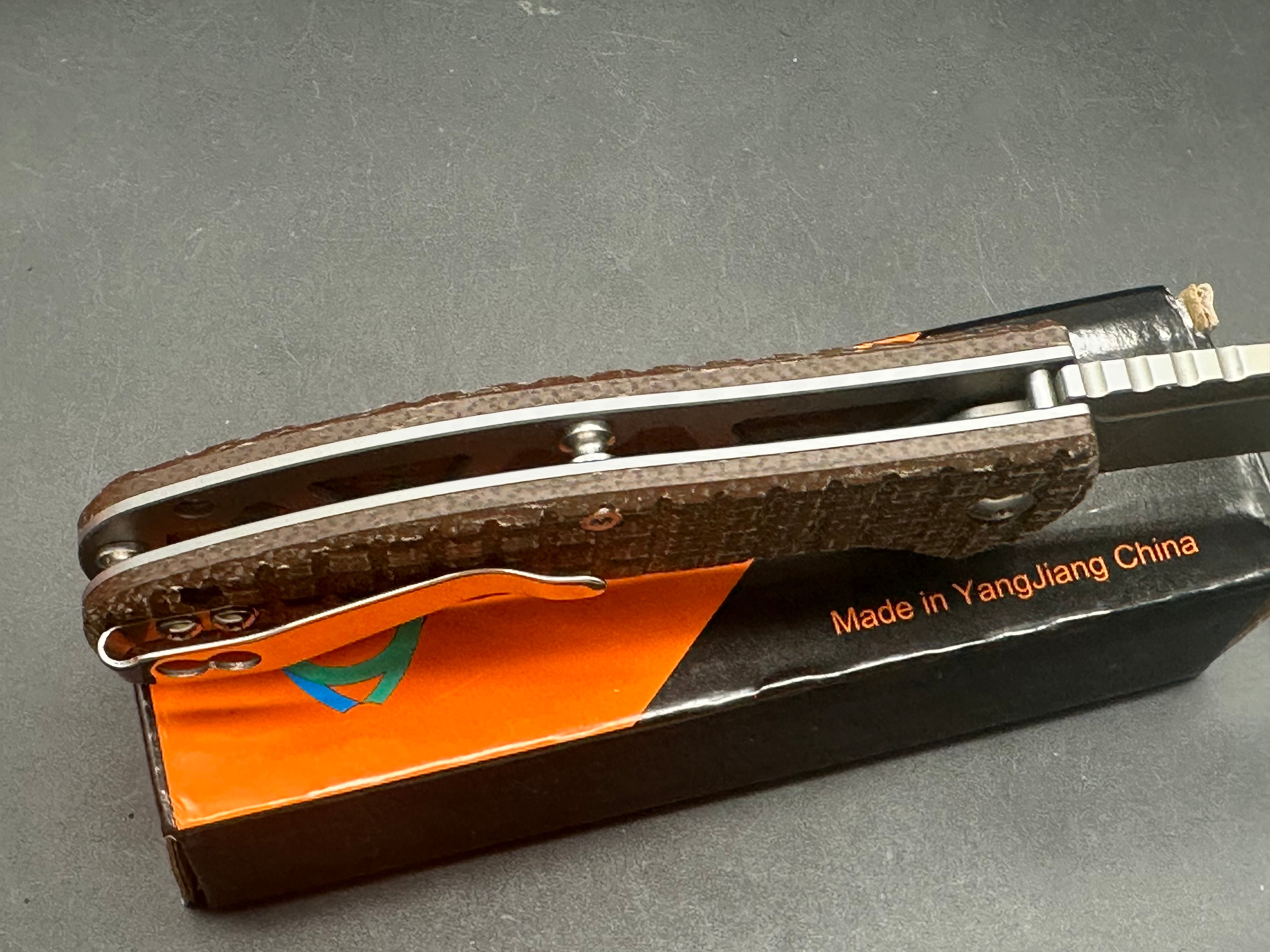 Sixleaf SL 14 Pocket Knife - D2 Steel Blade, Liner Lock, Frag Micarta Scales - EDC, Camping, Hiking & Outdoor Survival Tool