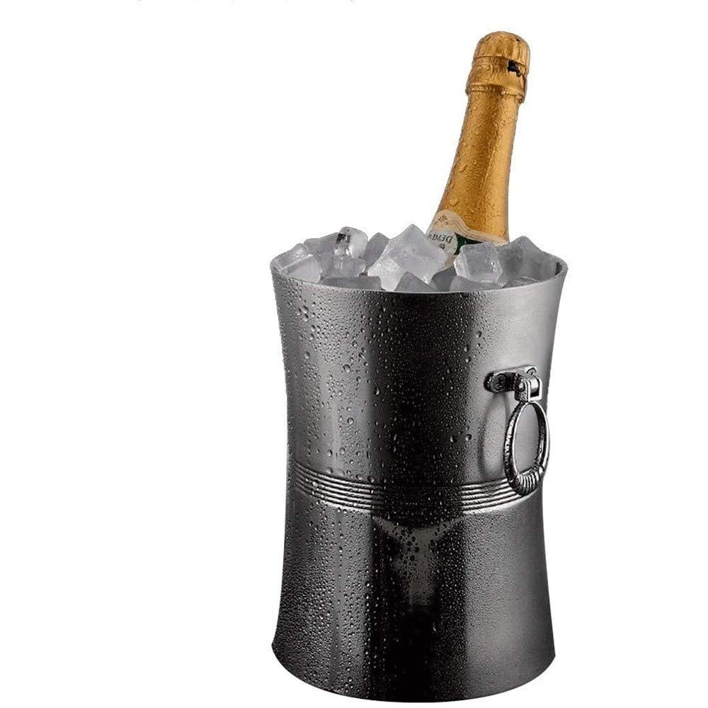 Vintage Style Stainless Steel Ice Bucket with Ice Tongs - Mirror Finish Ribbed Design for Wine & Champagne Bottle Cooling (Small Size) - Perfect for Home Bars, Parties, and Outdoor Entertaining