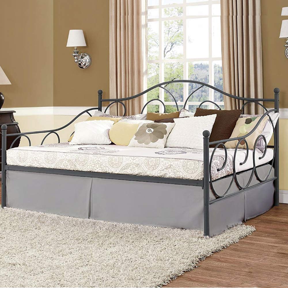 Premium Brushed Microfiber Daybed Skirt with Tailored Pleats & Split Corners - Twin Size (39