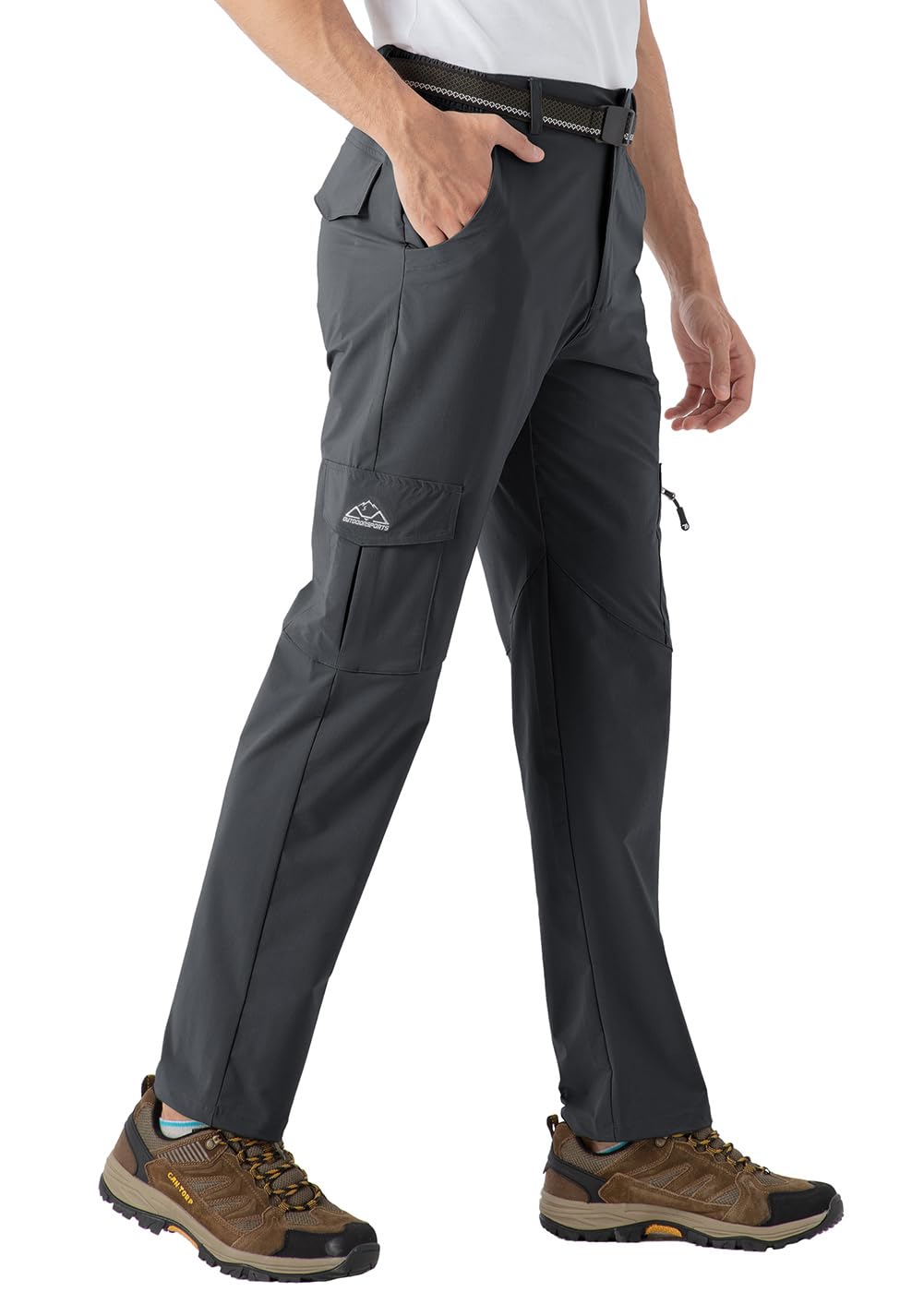 JHMORP Men's Hiking Pants - Stretch Lightweight Quick-Dry Water Resistant Outdoor Cargo Pants with 6 Pockets for Hiking, Fishing, Camping & Work
