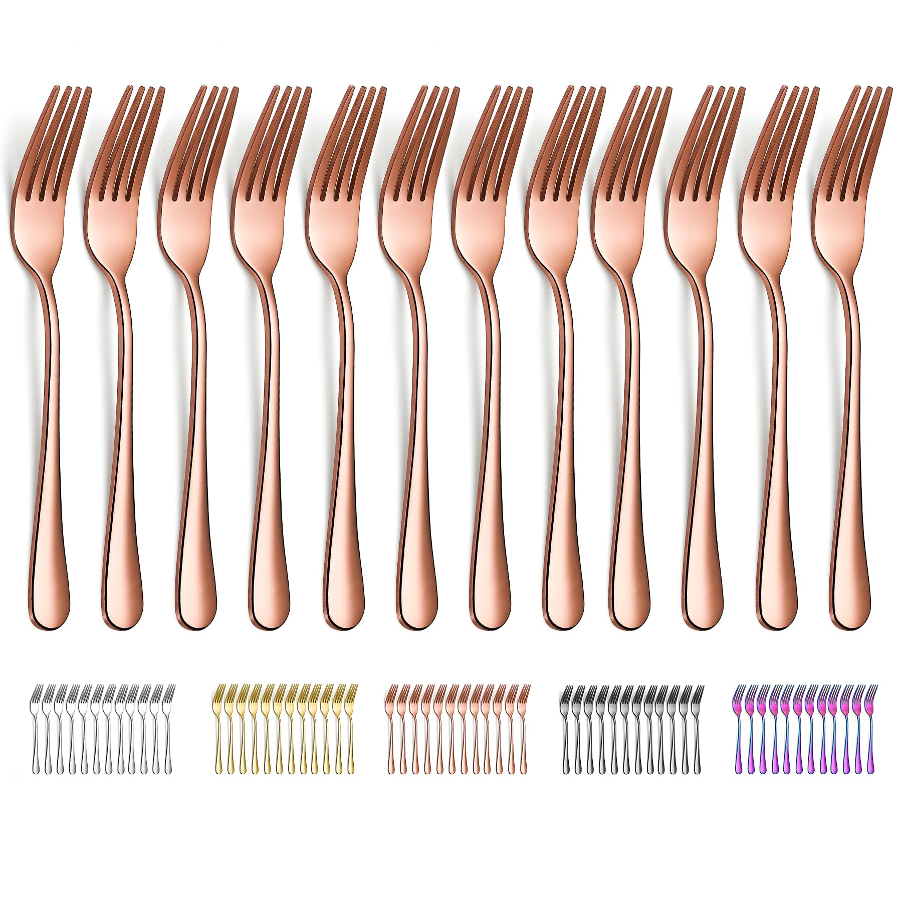 Premium 12-Piece Rose Gold Dinner Forks Set - 8.07