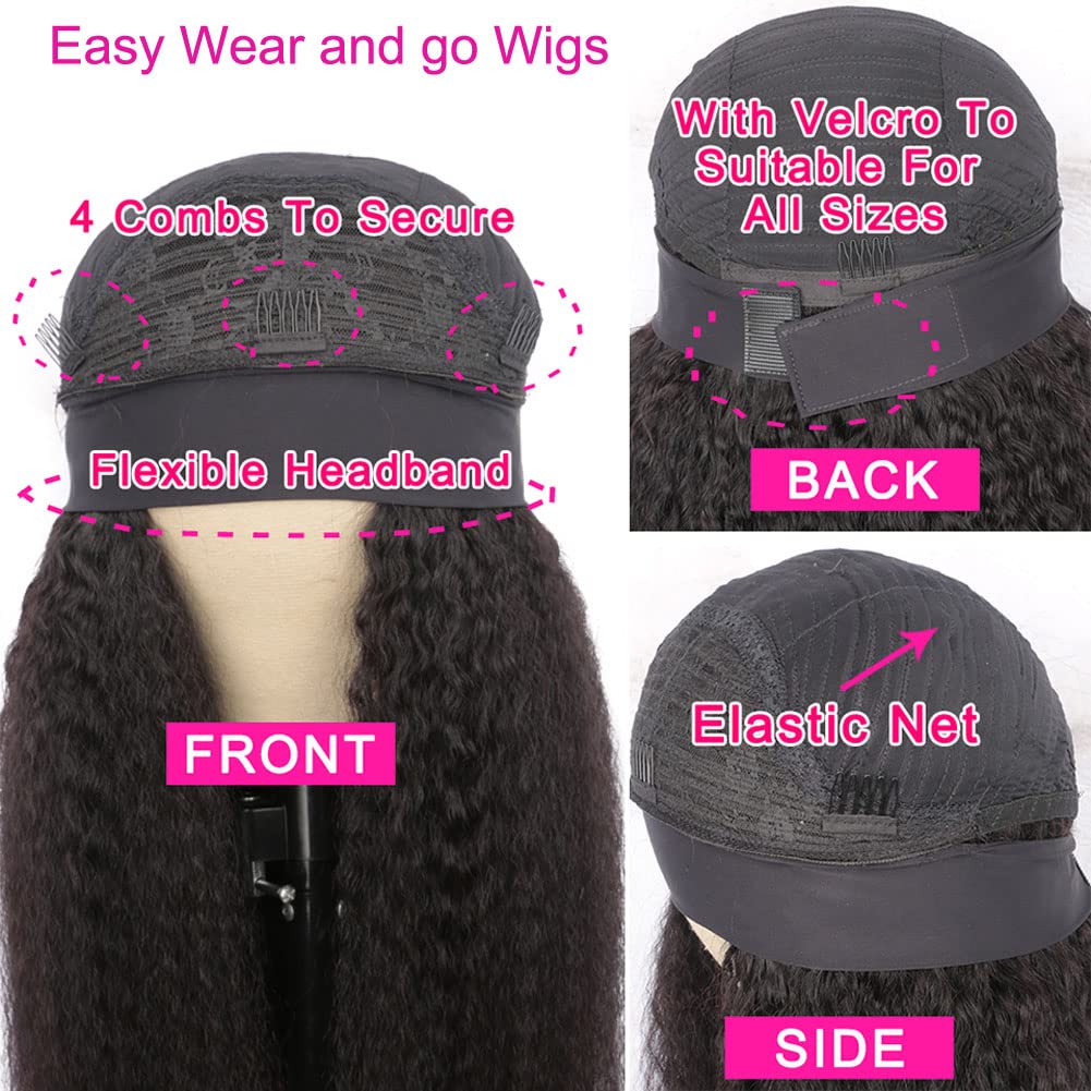 Rebasar 20 Inch Deep Wave Human Hair Wigs for Black Women - Glueless Headband Wear & Go Wig with Natural Deep Curly Texture | Perfect for Daily Wear, Parties, Weddings & Special Occasions