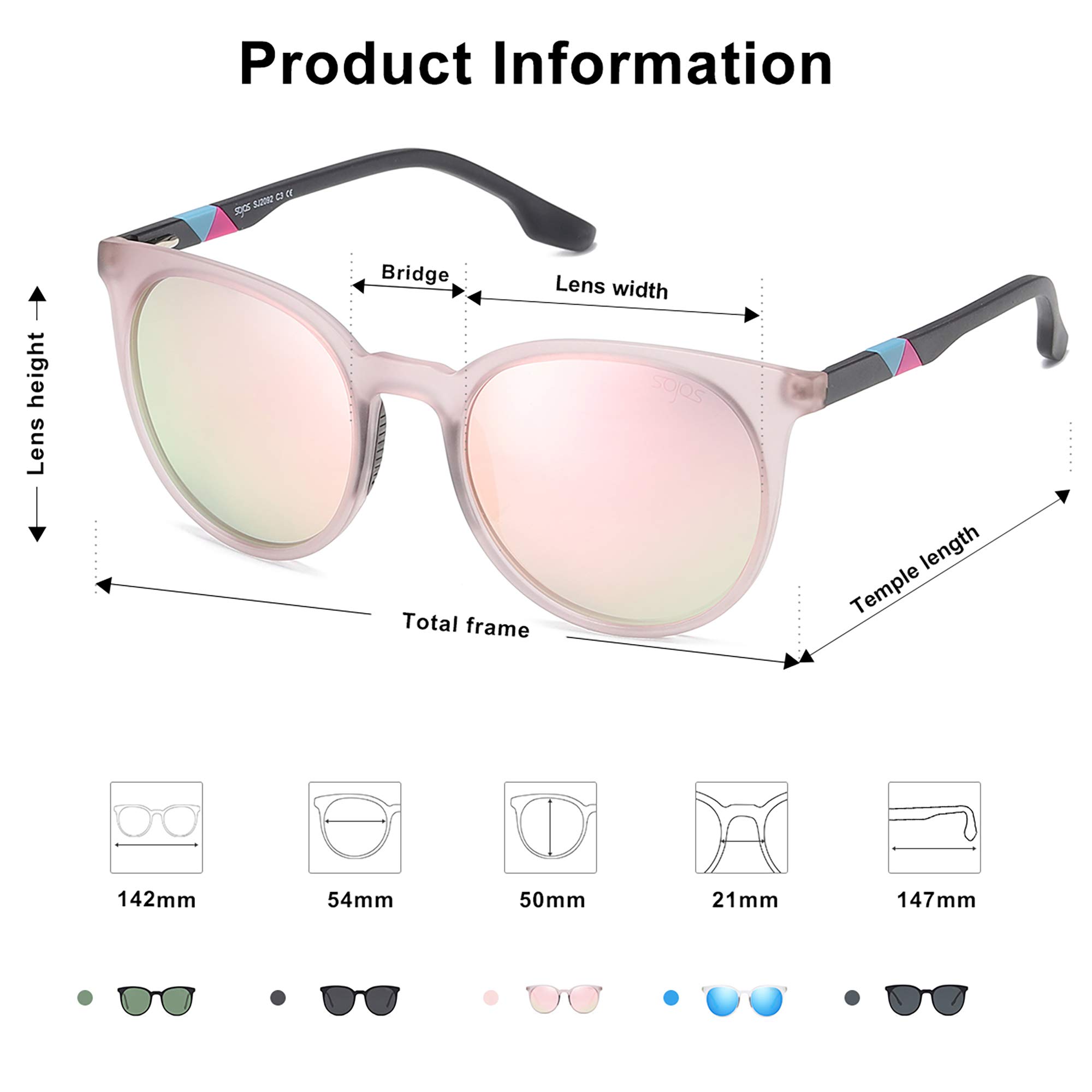 SOJOS Polarized Sports Sunglasses for Women & Men - Lightweight TR90 Frame, UV Protection, Oversized Round Lenses - Perfect for Running, Cycling, and Outdoor Activities