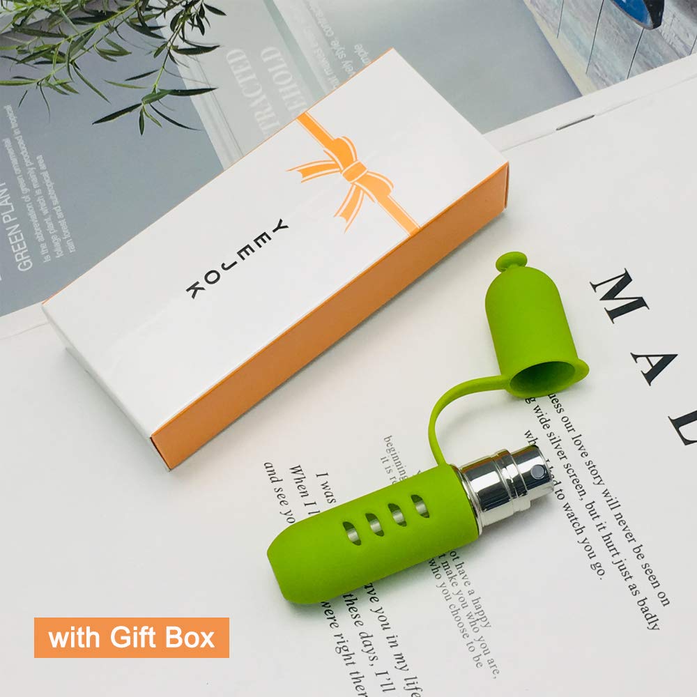 Yeejok 5ml Refillable Travel Perfume Atomizer - TSA Approved Mini Cologne Spray Bottle for Men & Women | Portable Pocket-Size Perfume Container for Gym, Office & Vacation (Green)