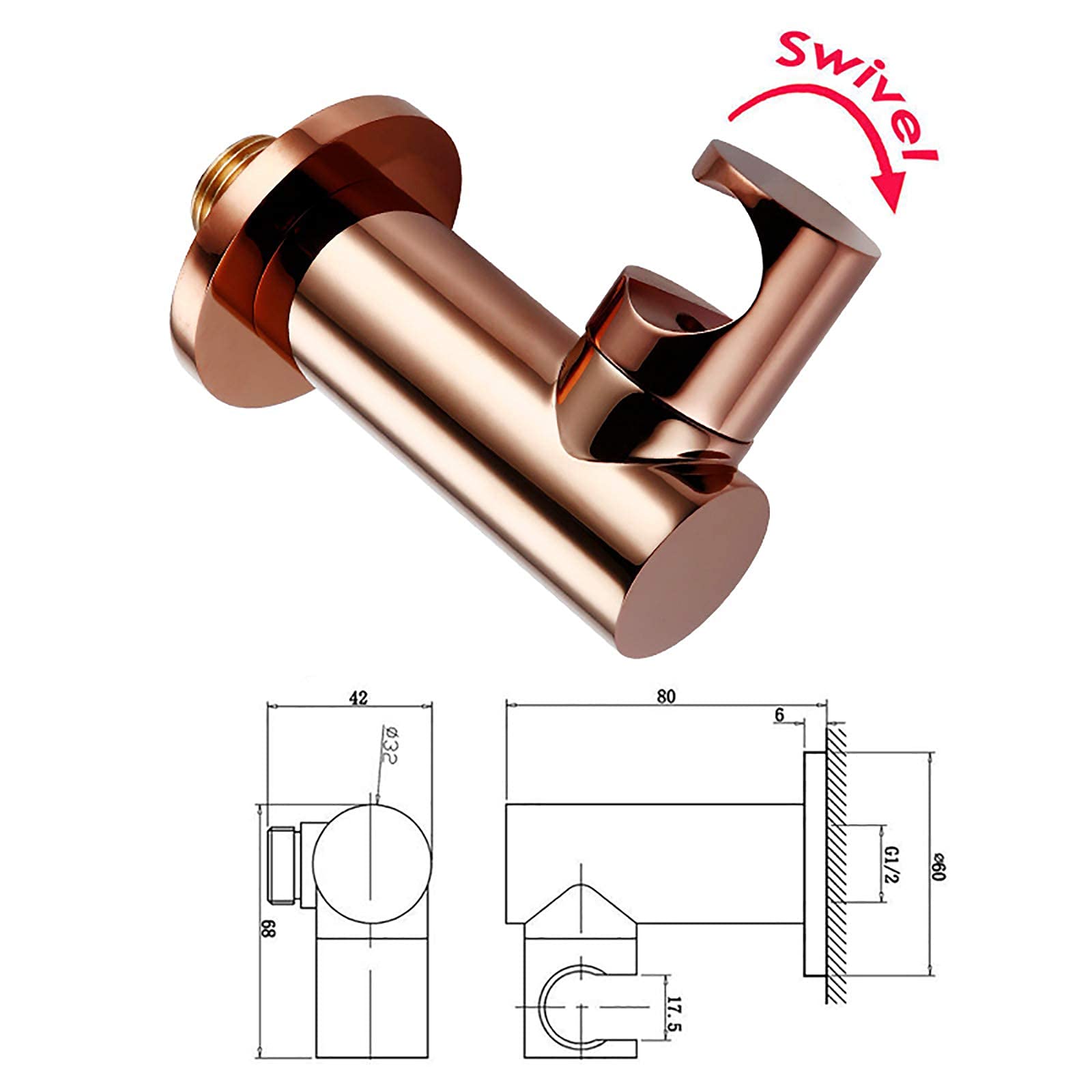 Rose Gold Handheld Shower Head Set - Brass Single Handle Rainfall Showerhead with Massage Function & Silicone Nozzles - Spa Luxury Bathroom Upgrade for Relaxing Shower Experience (Includes Shower Hose)