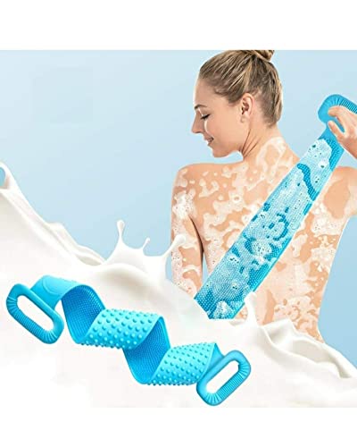 Exfoliating Silicone Body Scrubber Belt - Dual-Sided Shower Scrubber for Deep Cleansing & Dead Skin Removal - Bath Towel Alternative - Random Color (1-Piece) - Perfect for Spa, Home & Gym Use