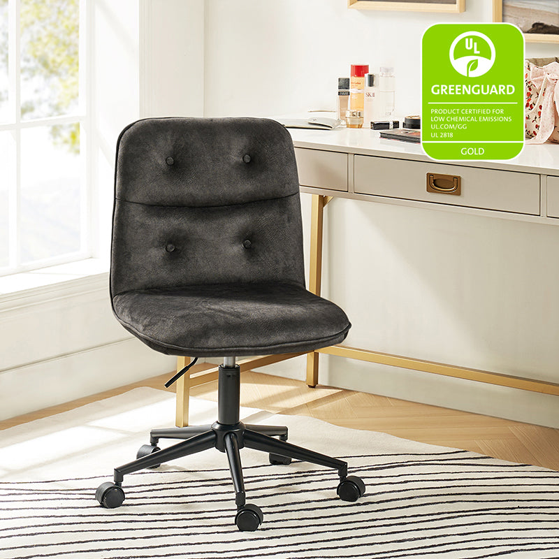 Leonhard Upholstered Swivel Task Chair - Adjustable Height Office Chair with Plush Velvet Fabric & Smooth-Rolling Wheels for Home Office, Study, or Workspace