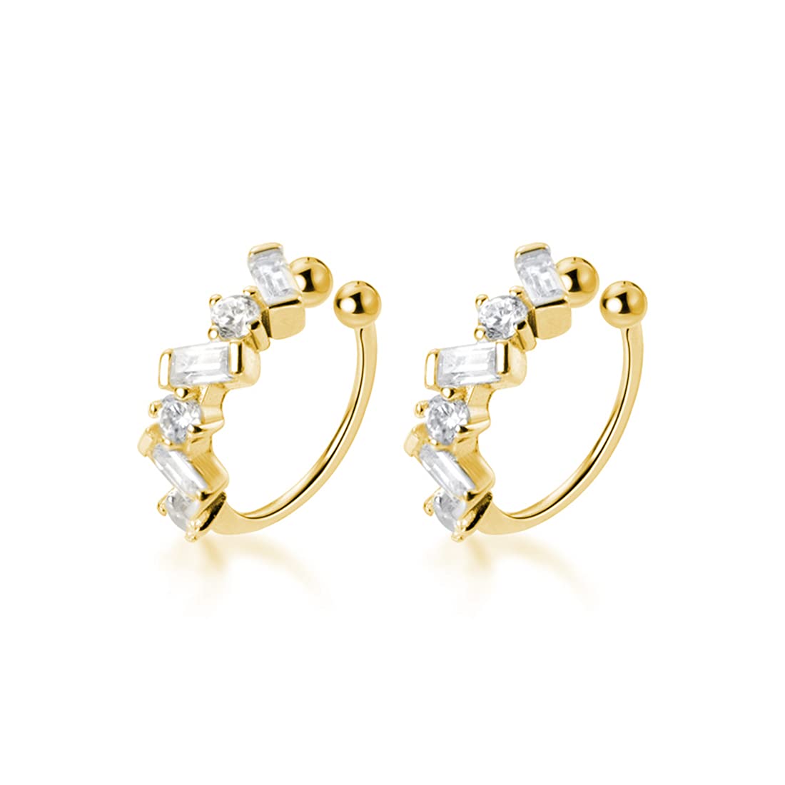 SLUYNZ 925 Sterling Silver CZ Cuff Earrings for Women & Teen Girls - Small Hoop Earrings, No Piercing Cartilage Earrings - Perfect for Parties, Weddings & Everyday Wear