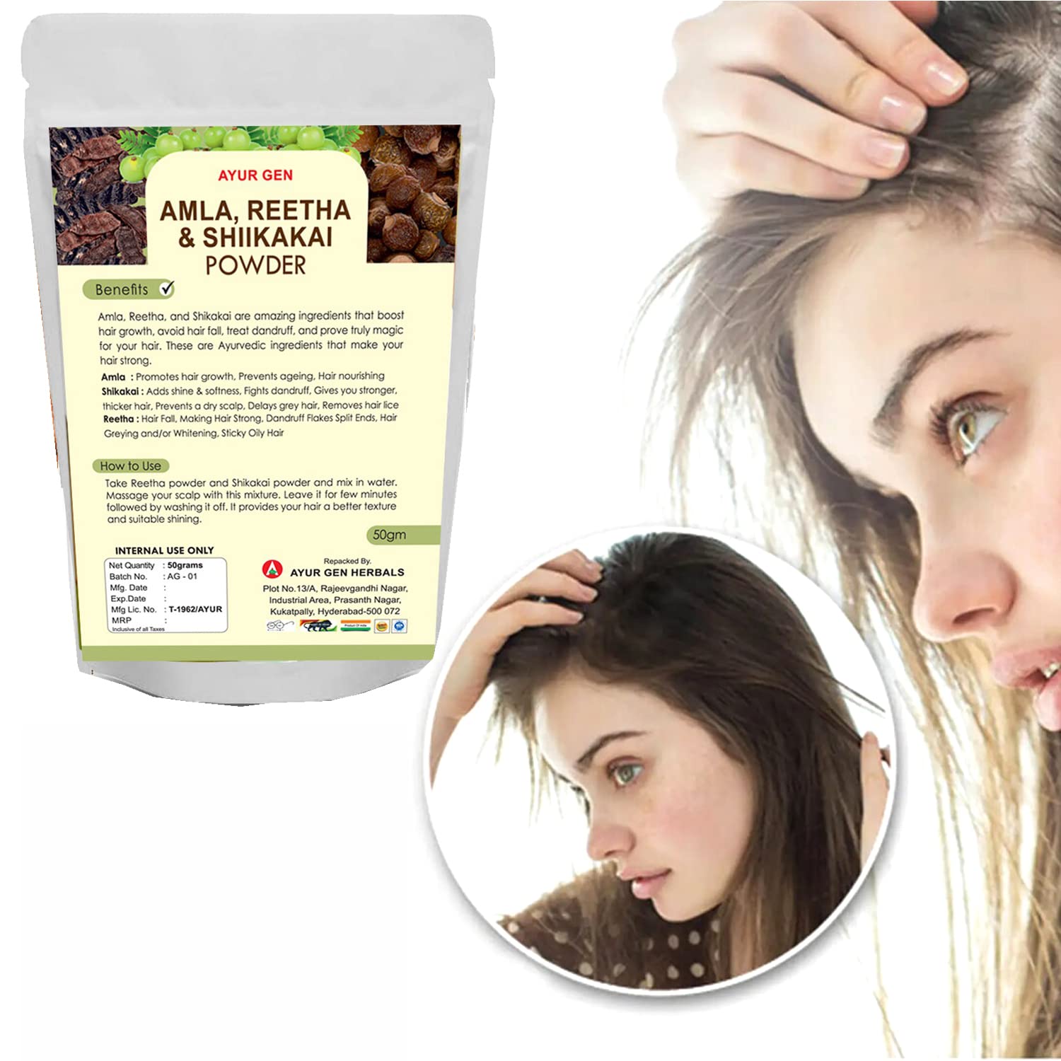 **Organic Amla, Reetha & Shikakai Powder for Hair Growth & Scalp Care | 100% Natural 3-in-1 Hair Cleanser | Chemical-Free, SLS & Paraben-Free | Ready to Use for Shiny, Healthy Hair – Perfect for Daily Wash & Ayurvedic Hair Treatment**