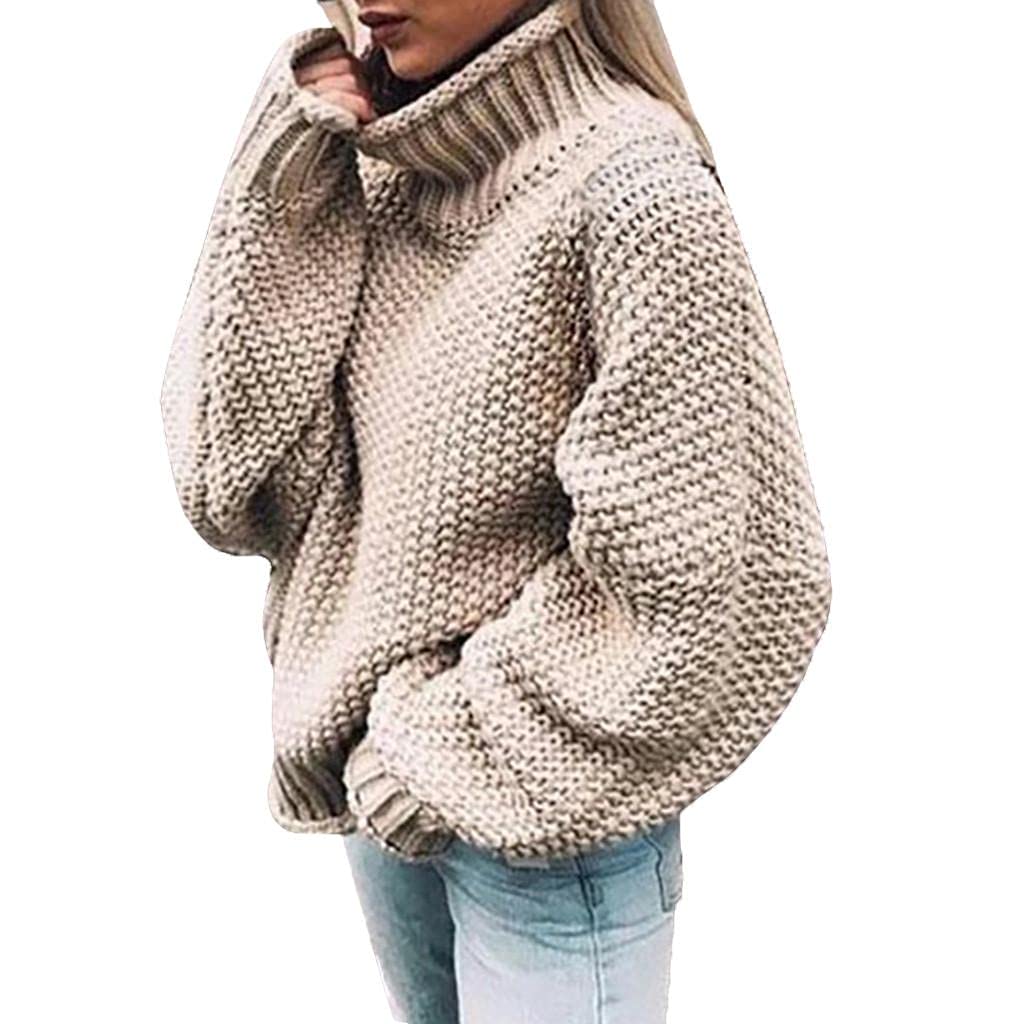 Women's Oversized Knit Sweater - Soft Crewneck Long Sleeve Pullover Top | Casual Winter Outerwear & Loungewear for Cozy Home Days