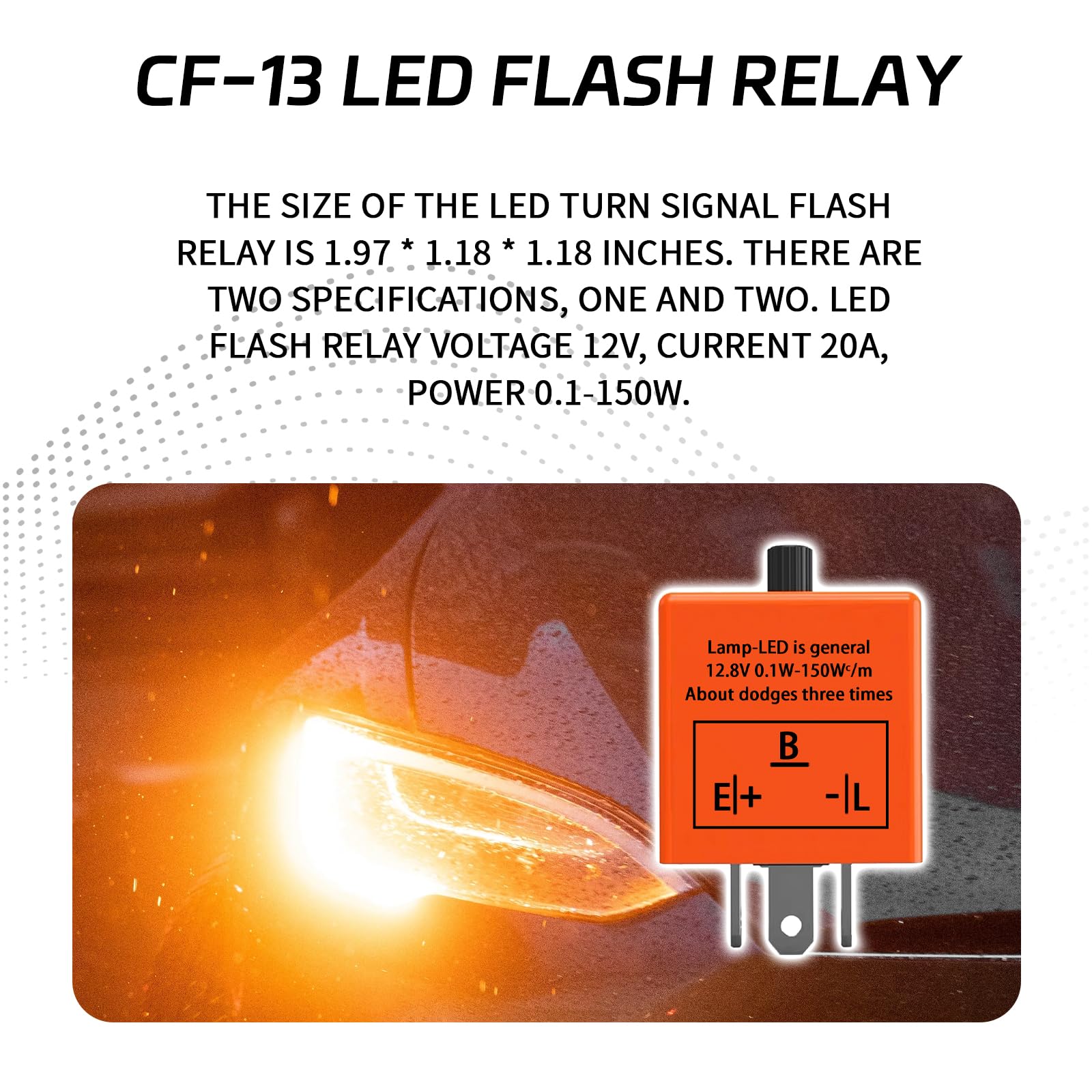 CF13 LED Flasher Relay - 3 Pin 12V Adjustable Turn Signal Flasher for LED Lights | Compatible with CF13 EP34 | Electronic Fixed Super Fast Flash Indicator (Pack of 1) | Perfect for Motorcycle, Car, Truck & RV Turn Signal Upgrades
