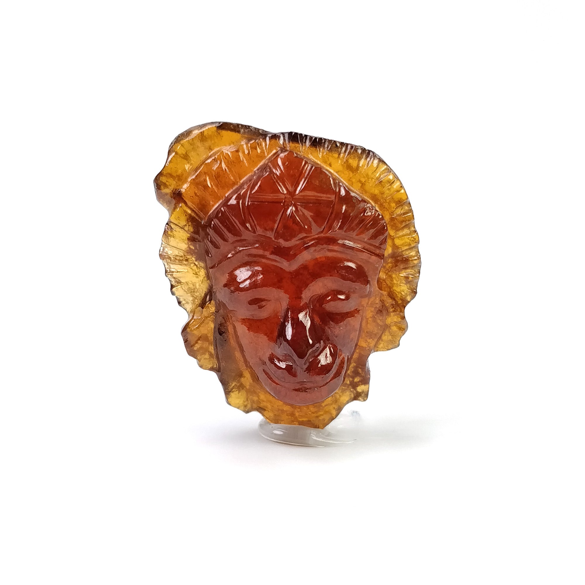 Natural Hessonite Garnet Gemstone Carving - 16.85cts Untreated Hand Carved Lord Hanuman 20x17mm | Spiritual Jewelry, Meditation Gift, Yoga Accessory | Video Included