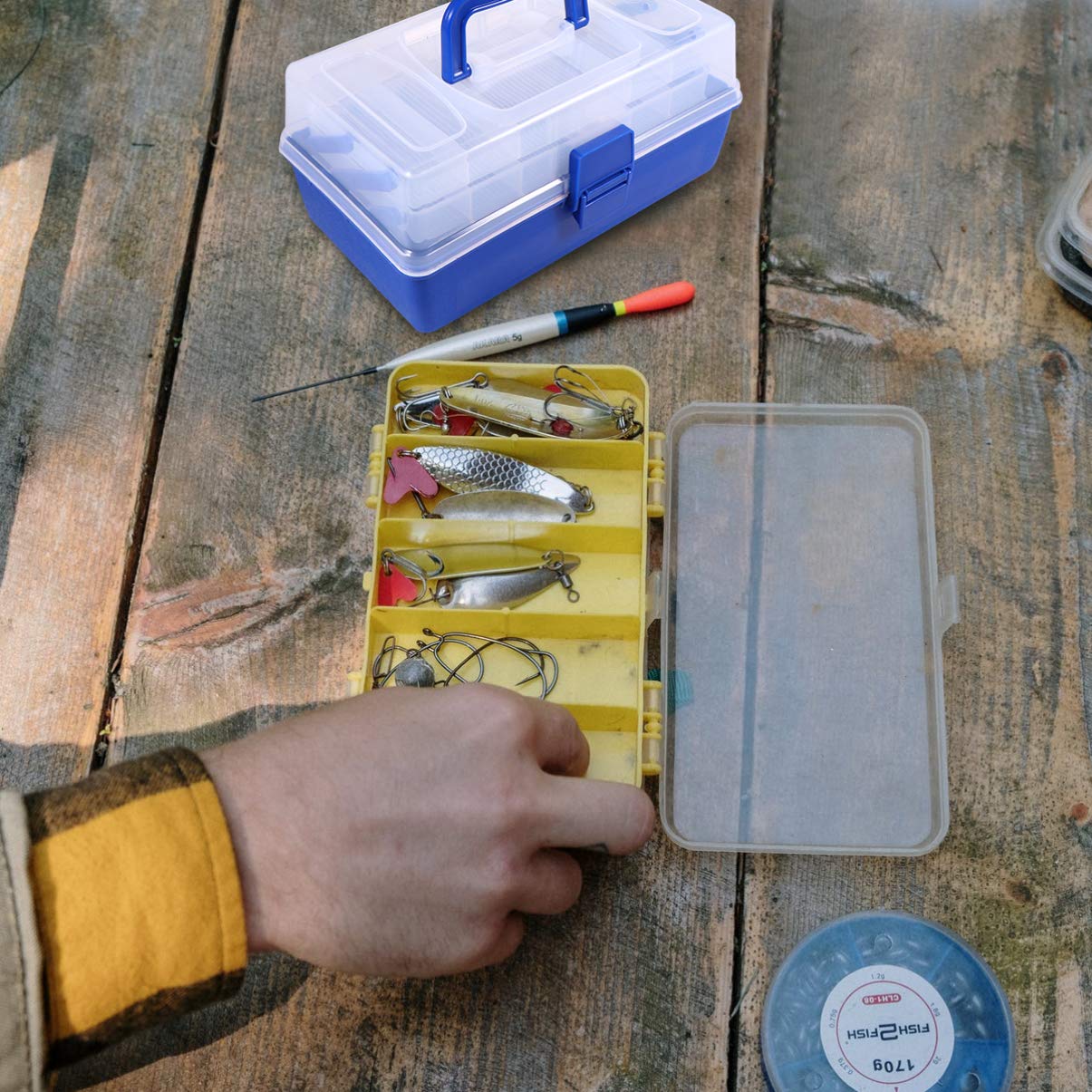 BESPORTBLE 3-Tray Fishing Tackle Box - Waterproof Bait & Lure Organizer with Adjustable Dividers | Portable Plastic Storage Case for Fishing Gear Accessories | Perfect for Bass, Trout & Saltwater Fishing Trips