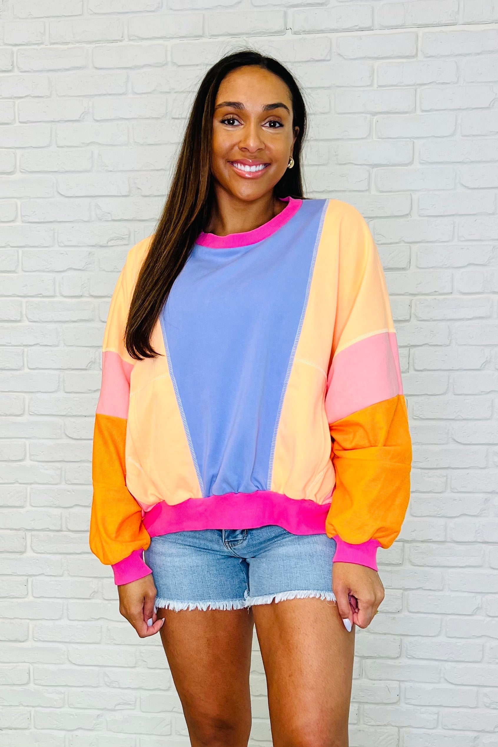 Stylish Muted Color Block Pullover Sweater - Cozy & Trendy for Casual Outfits, Workwear & Fall Layering
