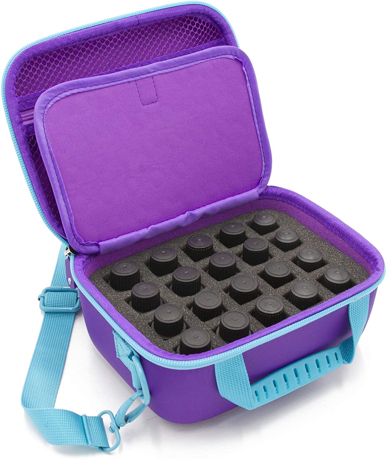 Premium Essential Oil Travel Case - Hard Shell Storage Bag with Custom Foam for 20 Bottles (5ml/10ml/15ml) - Perfect for Aromatherapy, Massage & On-the-Go Use