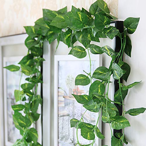 60 Strands 416Ft Artificial Ivy Garland - Fake Hanging Vines with Greenery Leaves for Home Decor, Wedding, Party, Garden & Wall Decoration (Scindapsus Vines) - Perfect for Indoor/Outdoor Spaces, Backdrops & Event Centerpieces