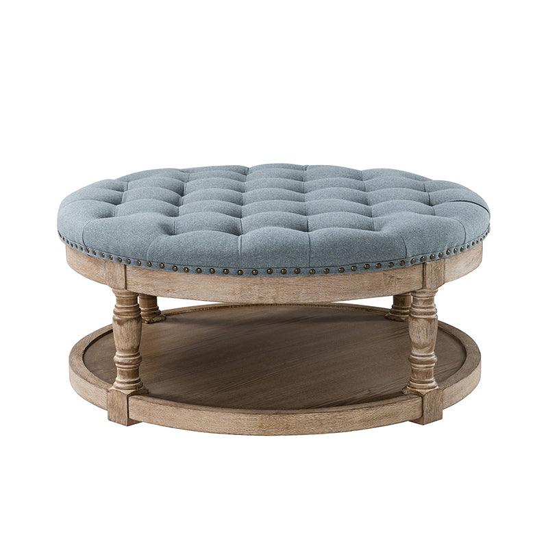 Danilynn Tufted Round Cocktail Ottoman Coffee Table - Stylish Footrest & Side Table for Living Room, Bedroom & Lounge Areas