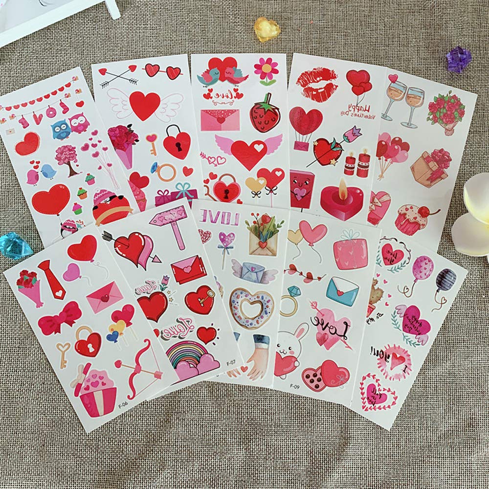 20 Sheets Romantic Valentine's Heart Tattoos - Couple Temporary Tattoo Stickers for Women, Wedding, Party Favors, Festival - Heart-Shaped Disposable Tattoos for Kids, Girls & Boys - Perfect for Valentine's Day, Date Night & Couple Photos