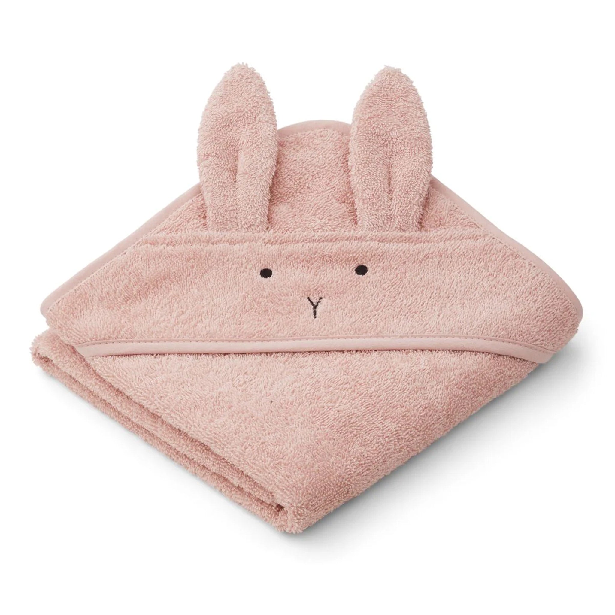 LIEWOOD Albert Rabbit Hooded Towel for Kids - 70x70cm Soft Baby Bath Towel with Cute Rabbit Ears - Perfect for Bath Time, Swimming & Beach (Rose Pink)
