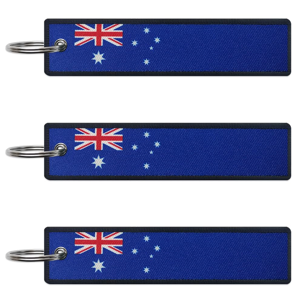 JAVD Australia Flag Keychain Tag with Key Ring - Durable 3-Pack Keychains for Keys, Cars, Motorcycles, Backpacks & Luggage - Perfect Travel Accessories & Gift Ideas - Green Medium Size EDC Essentials for Everyday Use