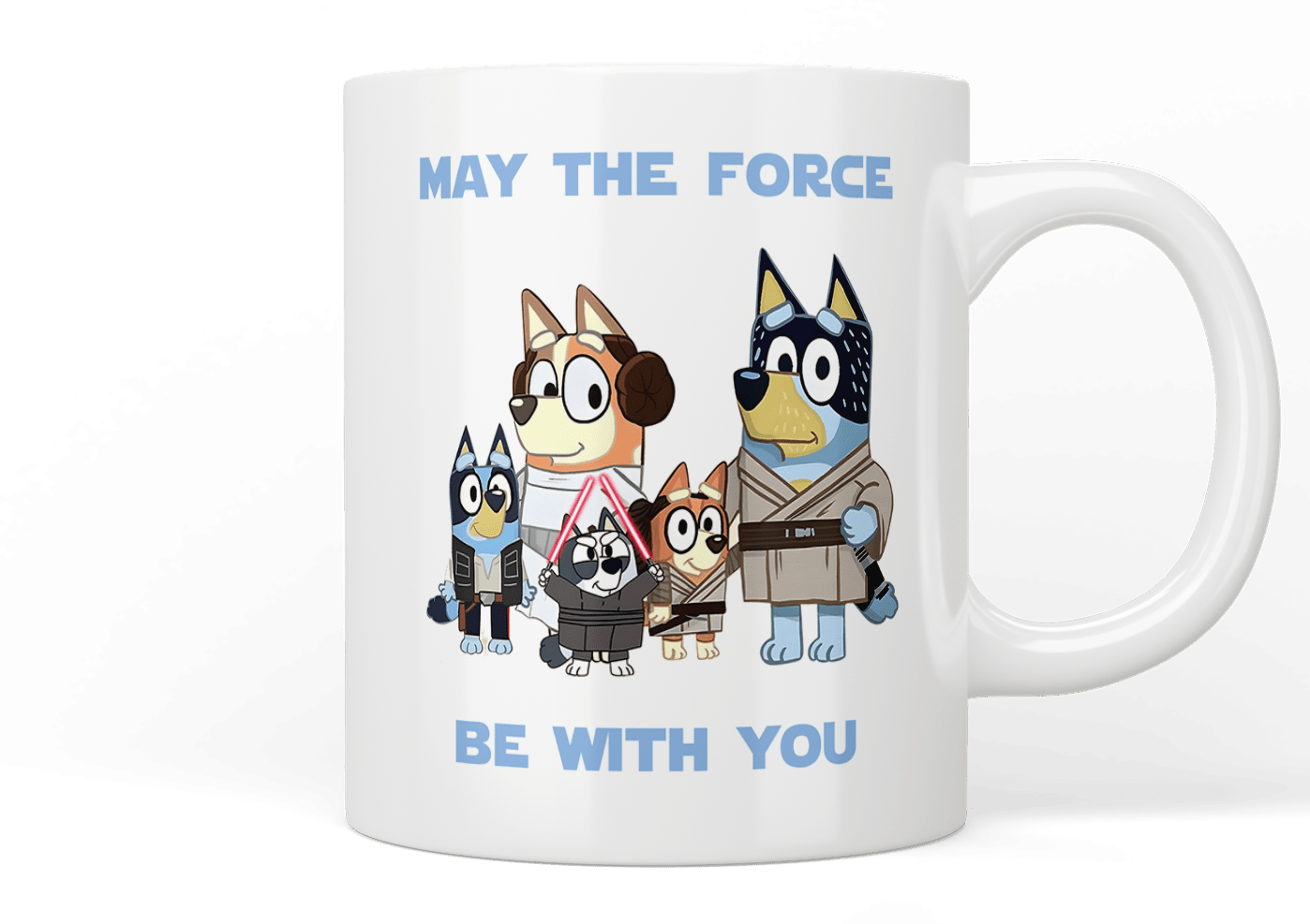 Bluey Star Wars Inspired Mug - May The Force Be With You - Funny Coffee Cup for Kids & Adults - Perfect Gift for Bluey Fans & Star Wars Lovers - Office, Home & School Use