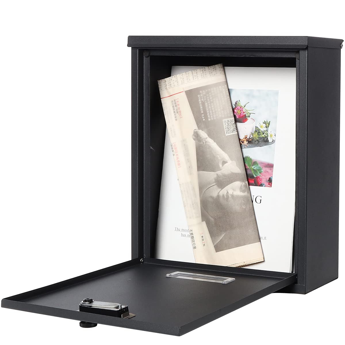 Secure Wall Mount Mailbox with Combination Lock - 12.6 x 10.24 x 4.21 Inch Weatherproof Outdoor Mailbox in Black - Perfect for Homes, Apartments & Offices