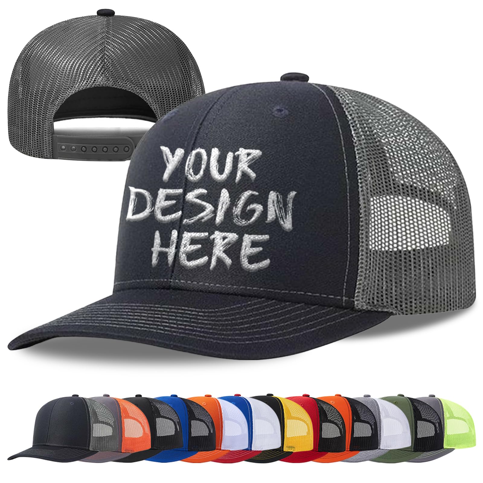 Custom Hats Bulk - Personalized Trucker Hats for Men & Women with Text/Photo/Logo - Wholesale & Embroidery Options - Perfect for Sports Teams, Corporate Events & Promotional Gifts