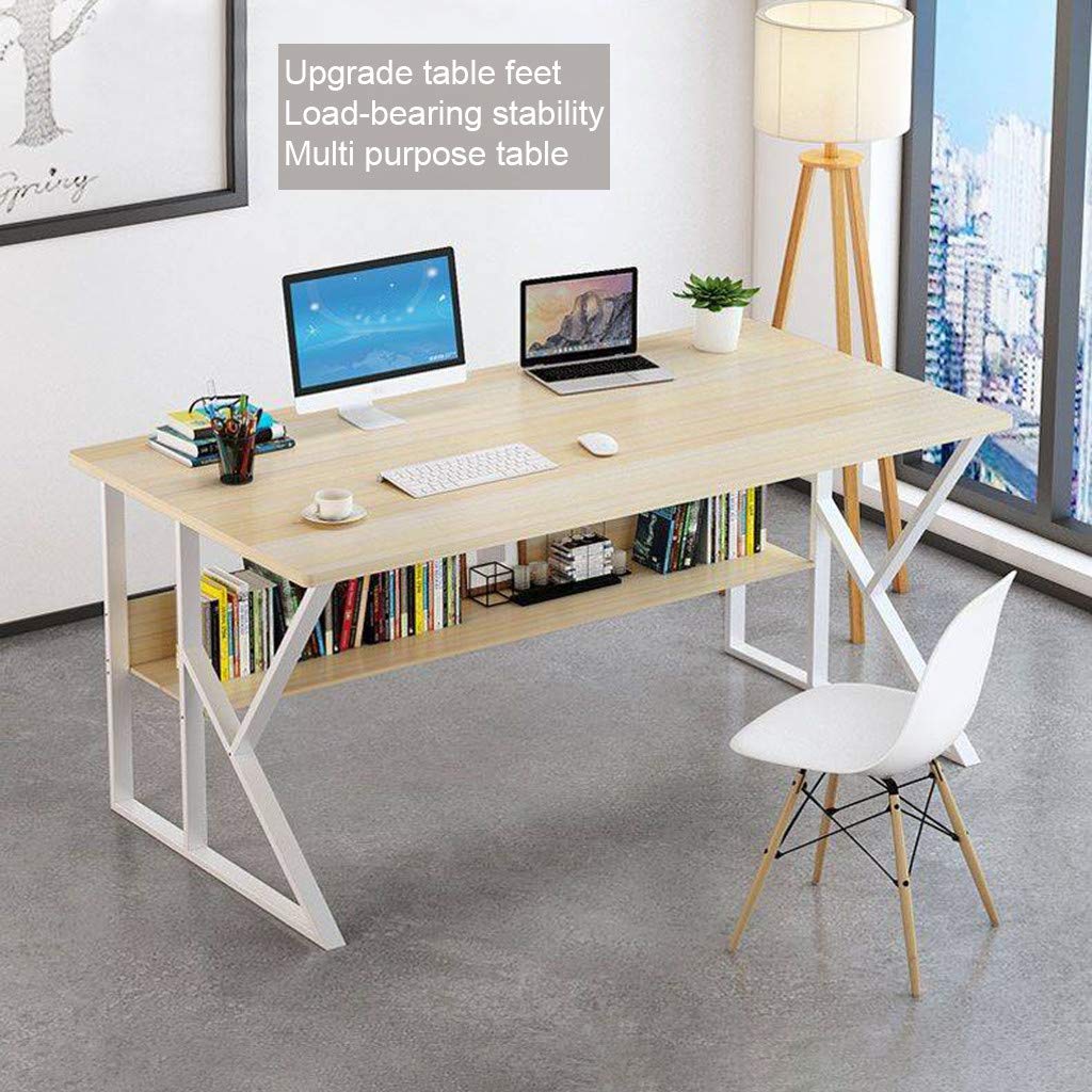 Modern Simple Home Office Desk - Sturdy Walnut Computer Writing Desk for Students & Professionals | Perfect for Small Spaces, Dorm Rooms & Home Offices