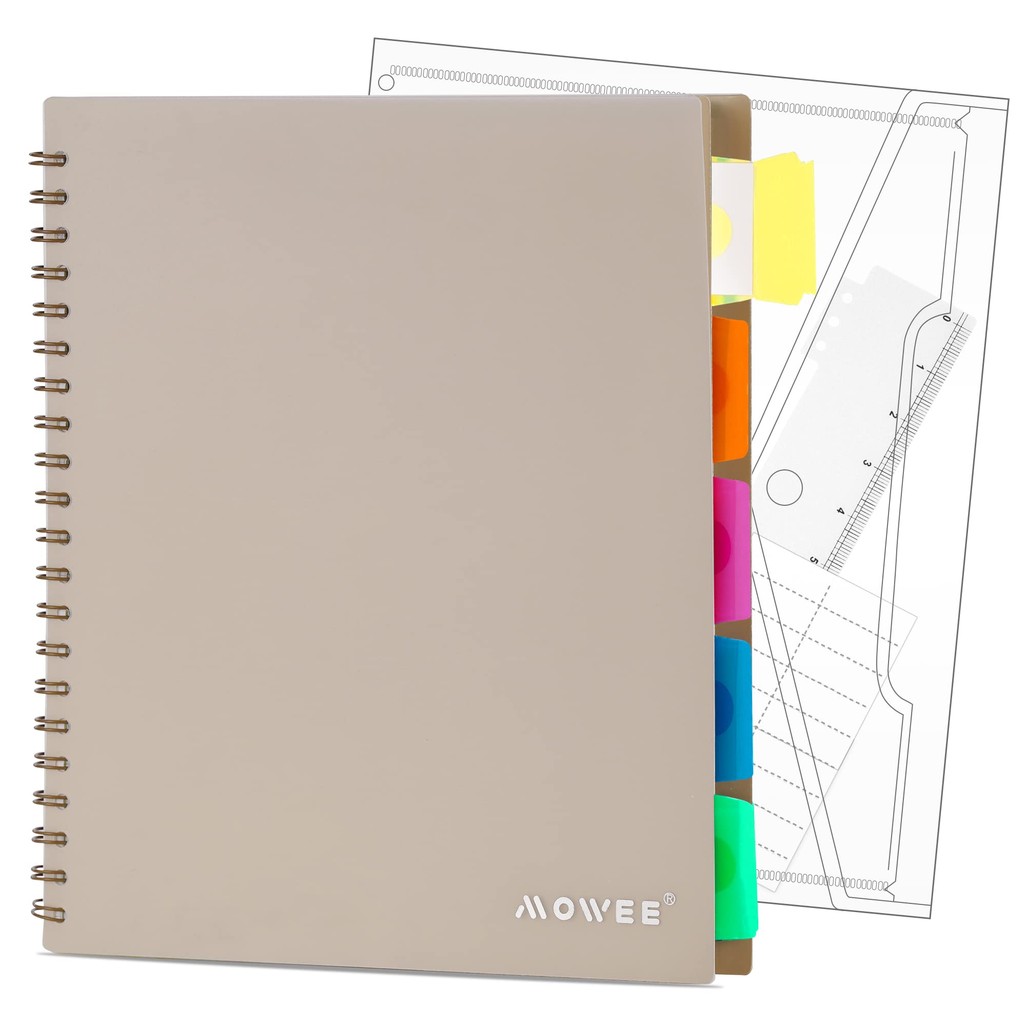 5 Subject Spiral Notebook - College Ruled with Dividers, Pockets & Tabs, Includes 11