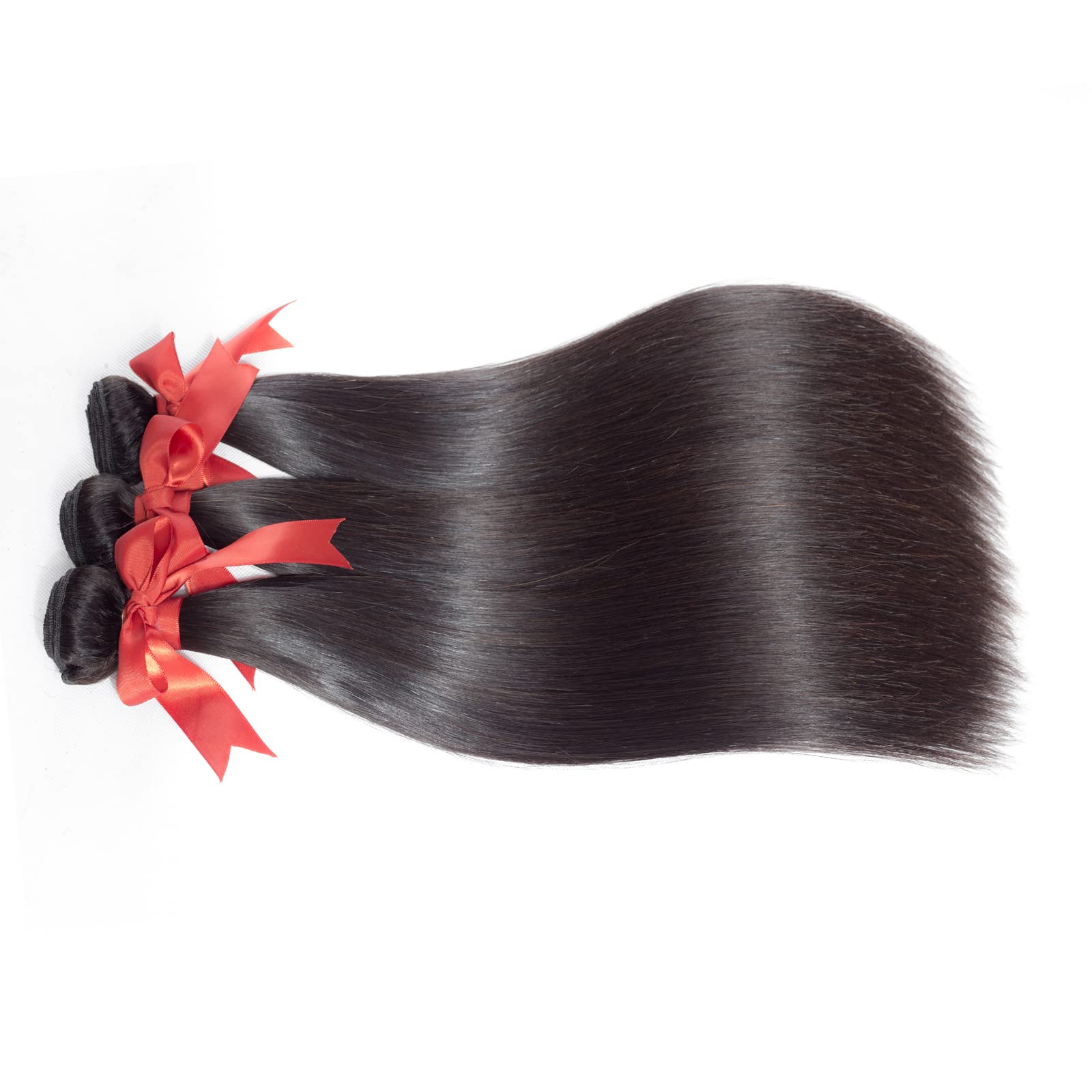 ALLRUN 100% Unprocessed Brazilian Virgin Straight Human Hair Bundles with Lace Closure - 20 22 24+18 Inch - Natural Free Part Hair Extensions for Styling & Volume | Perfect for Daily Wear, Parties & Special Occasions