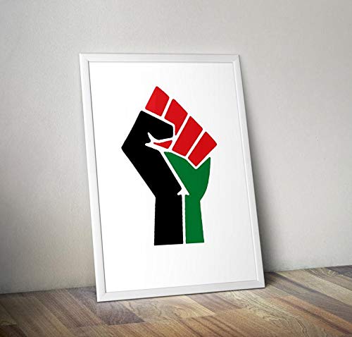 Pan African Fist Print Wall Art - Social Justice & Liberation Gift for Home Decor