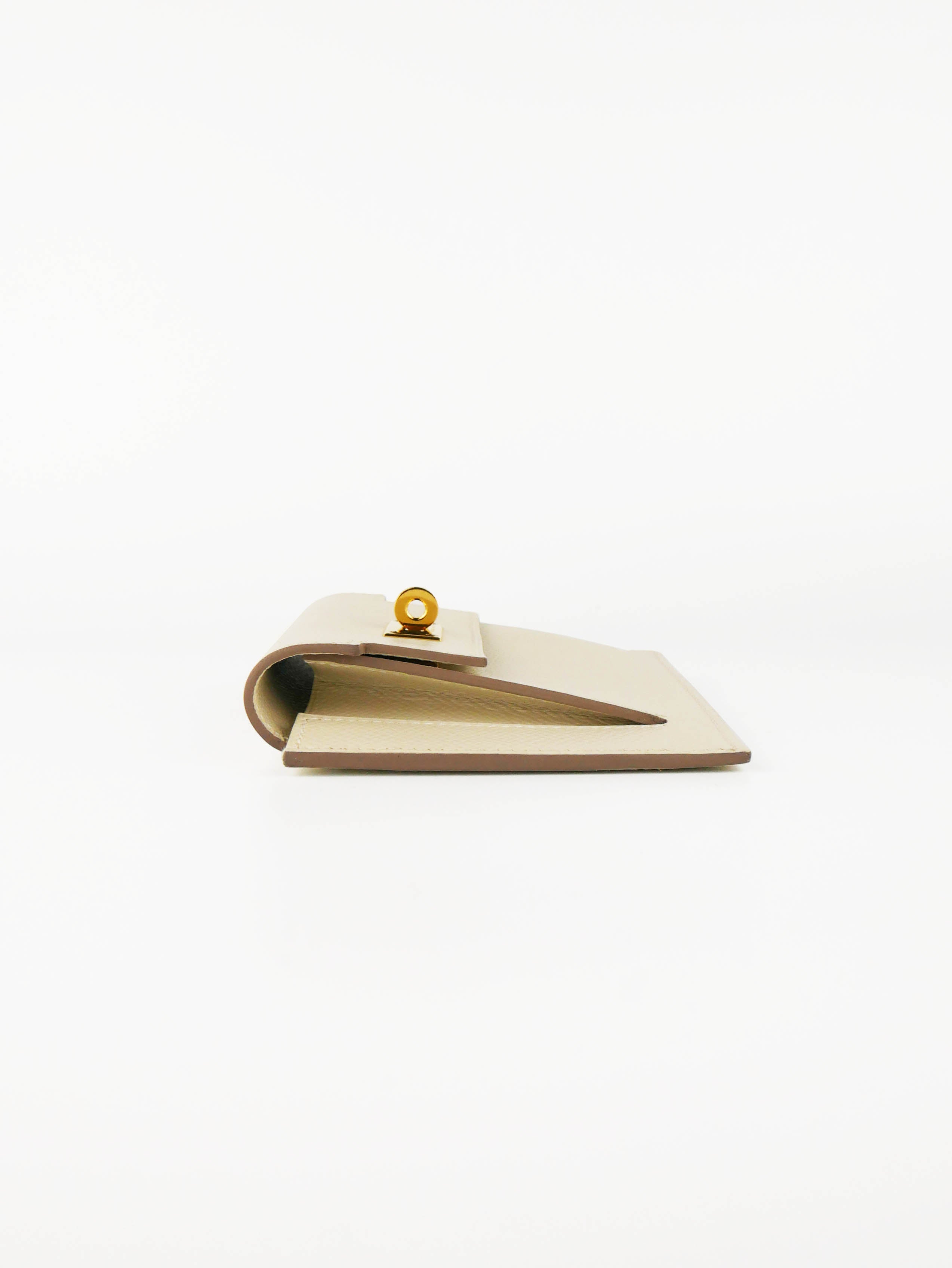Hermes Kelly Pocket Compact Wallet - Luxury Leather Cream Women's Wallet for Everyday Use, Travel & Special Occasions